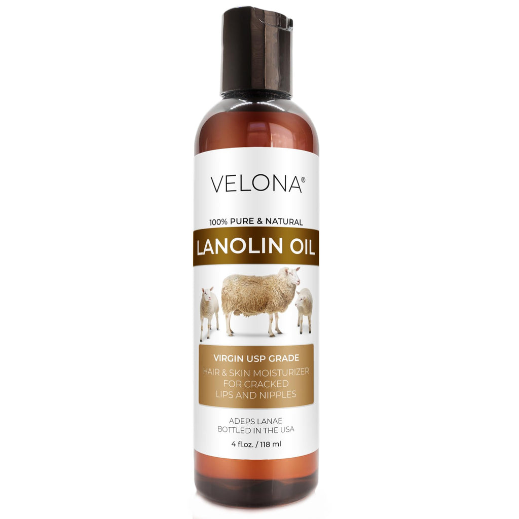 Velona Lanolin Oil USP Grade – 4 fl oz | Pure Carrier Oil for Skin, Hair & Nails