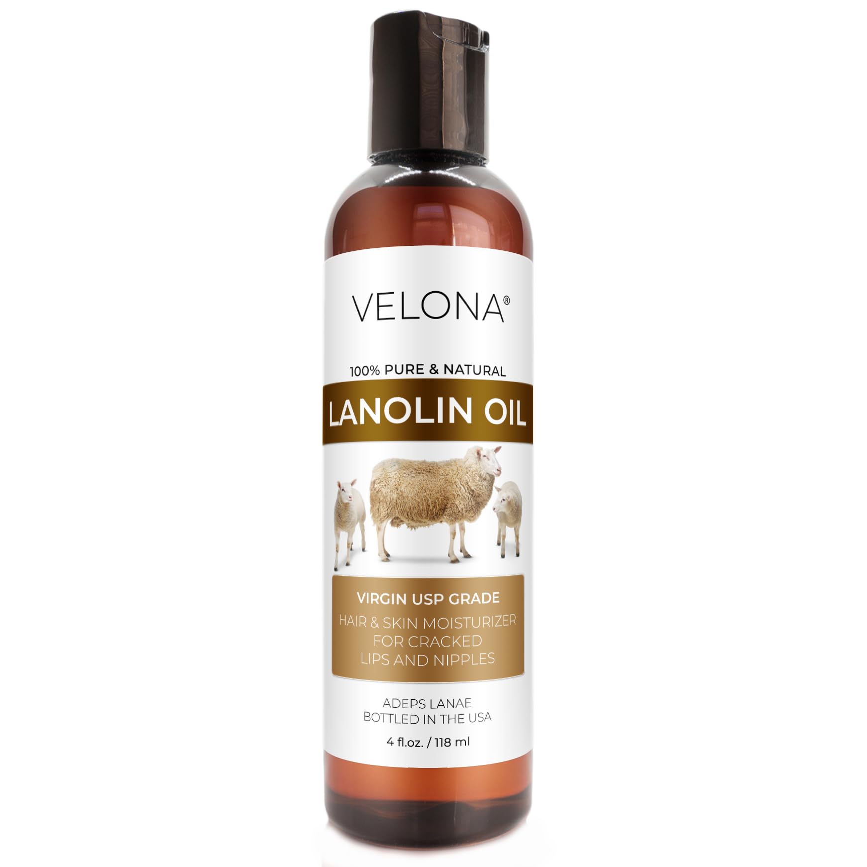 Velona Lanolin Oil USP Grade – 4 fl oz | Pure Carrier Oil for Skin, Hair & Nails