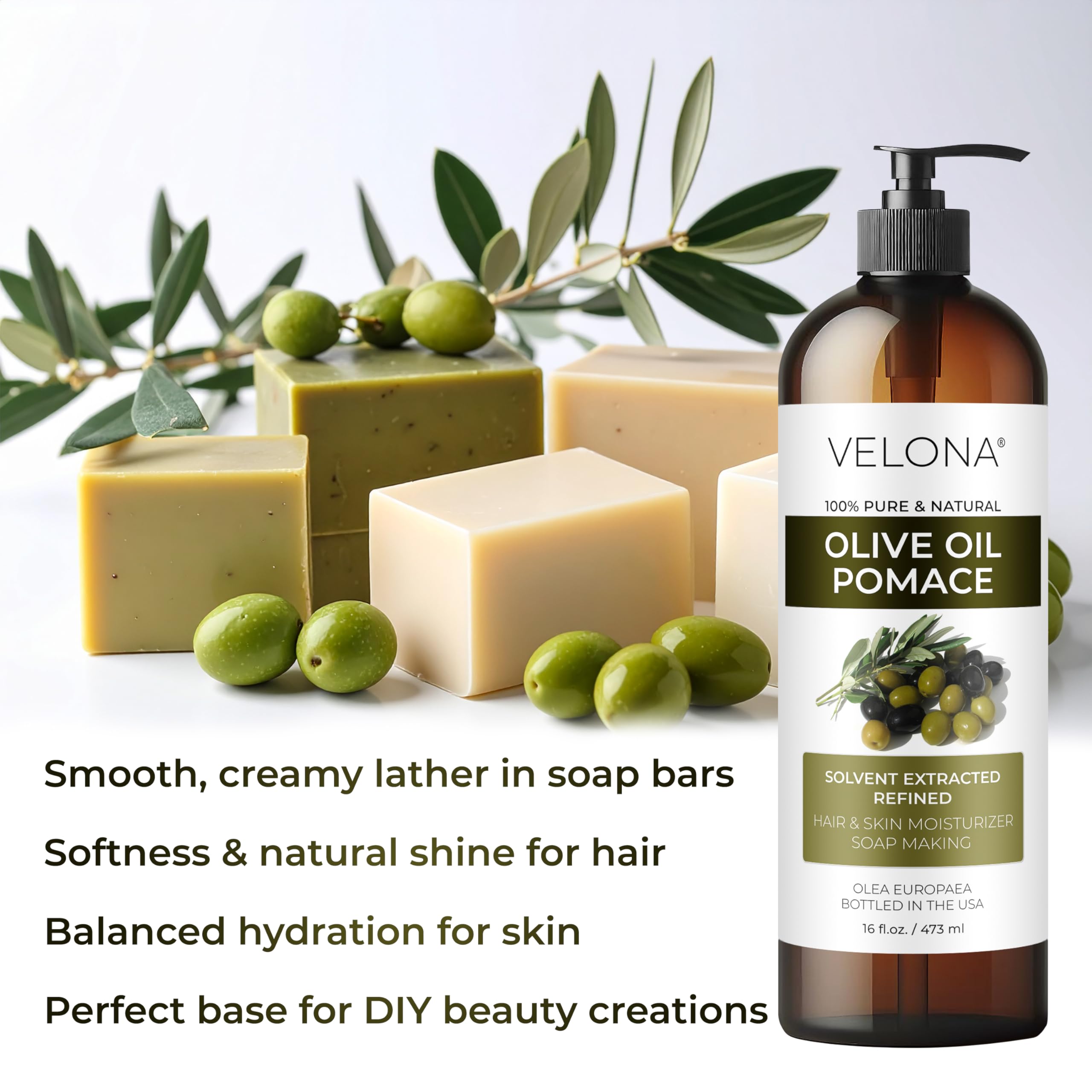 Velona Olive Pomace Oil – 64 Fl Oz | 100% Pure Carrier Oil for Skin, Hair & Body