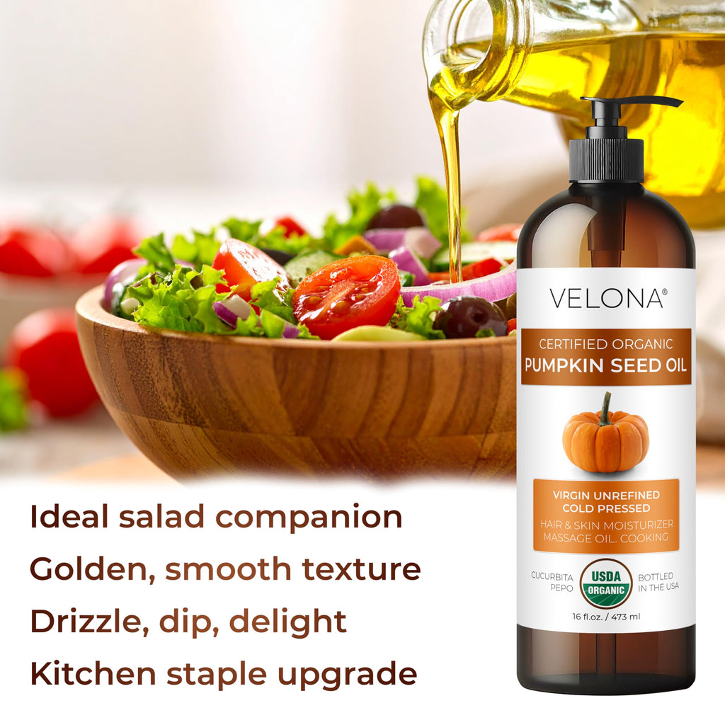 Velona Pumpkin Seed Oil USDA Organic — 32oz Cold-Pressed Carrier Oil