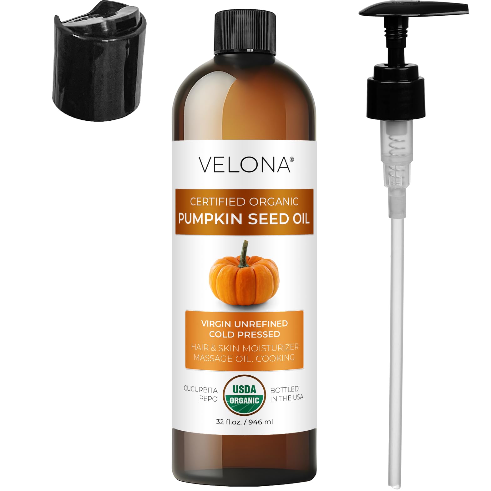Velona Pumpkin Seed Oil USDA Organic — 32oz Cold-Pressed Carrier Oil