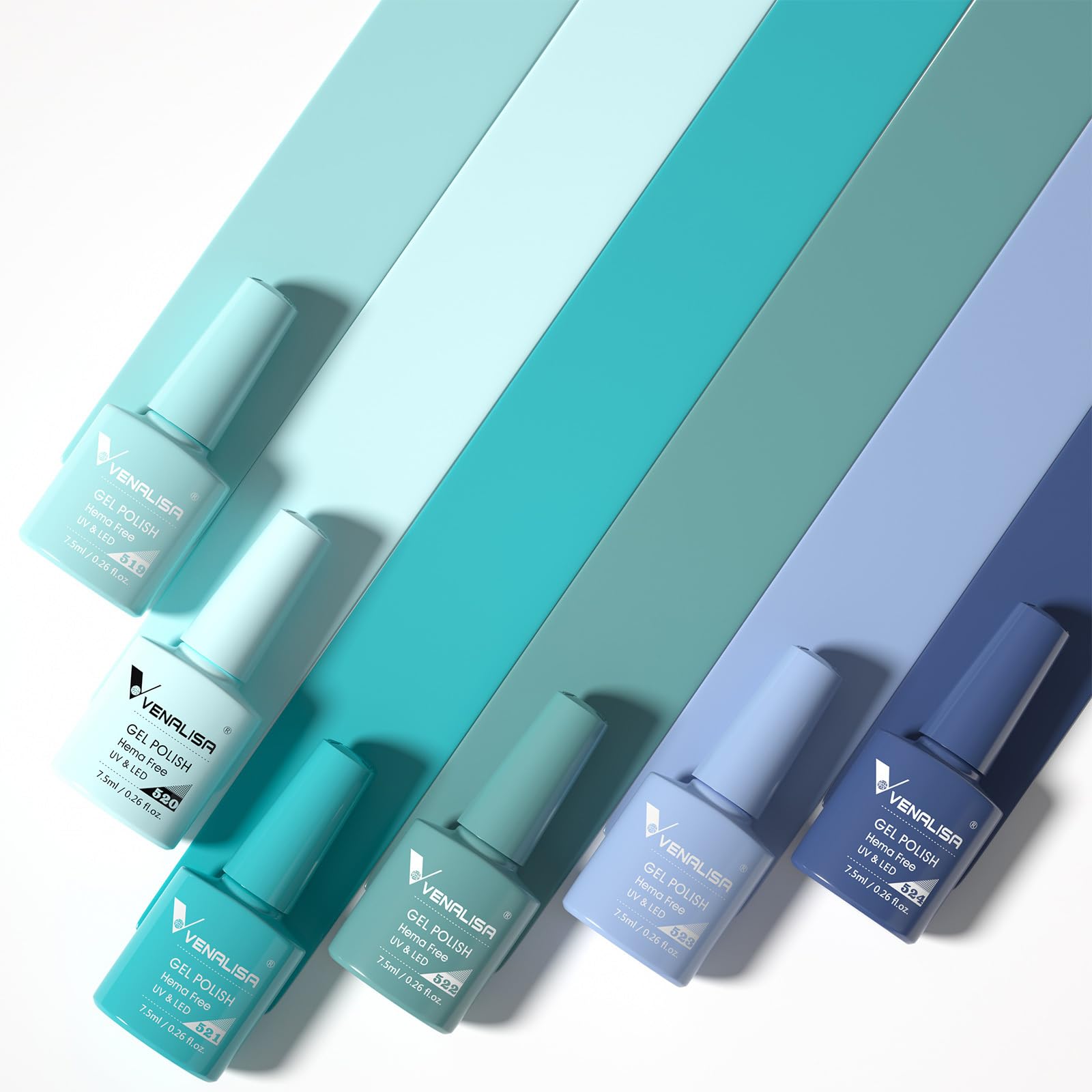 VENALISA 6-Color Light Blue Gel Nail Polish Set – HEMA-Free, UV/LED Soak Off