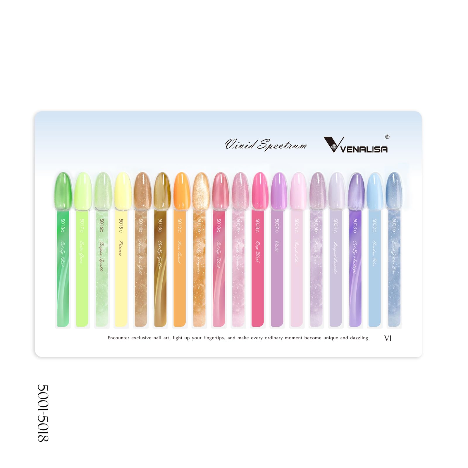 VENALISA V1 22 Pcs Gel Nail Polish Set with Color Card – Glitter Blue/Green/Purple, Salon-Quality at Home