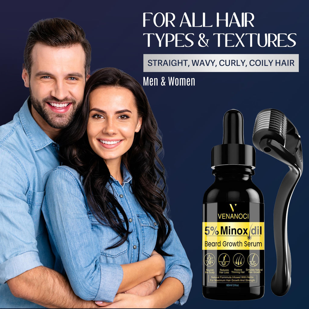 Venanoci 5% Minoxidil Beard Growth Kit with Biotin & Rosemary – Thicker, Fuller Beard