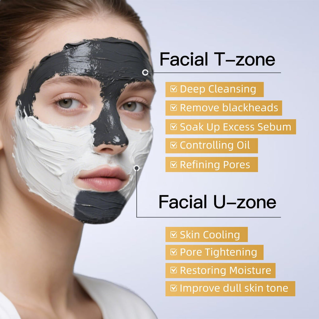 Venrock Dual Kaolin Clay Mask & Black Mask Clay - 2-in-1 Deep Pore Cleansing Facial (4.94 oz)