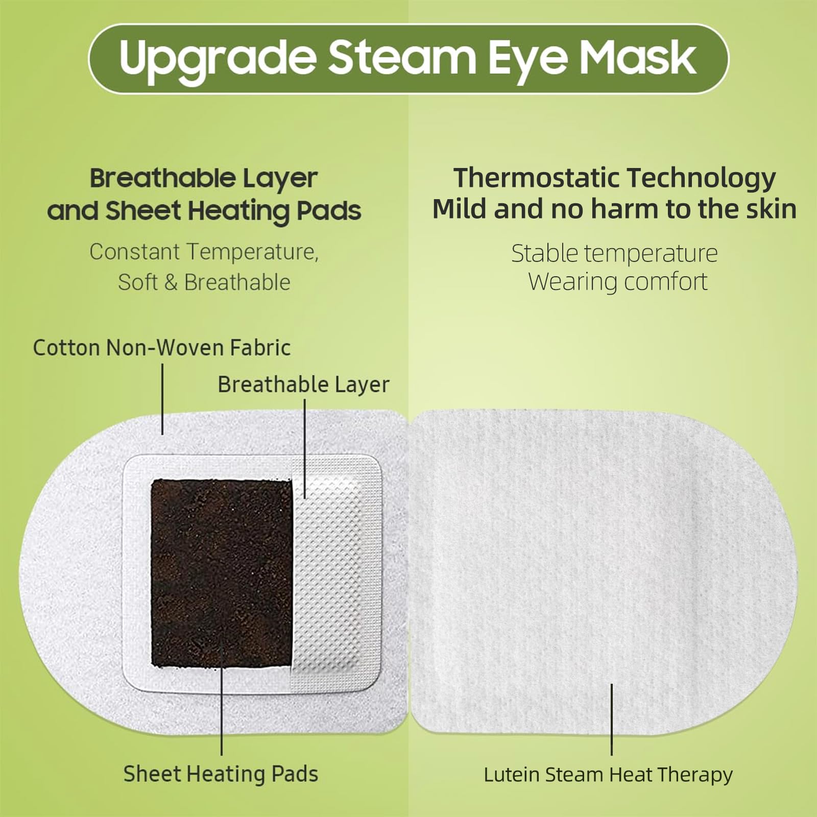 Venrock Lutein Self-Heating Steam Eye Mask – 10 Packs | Heated Eye Mask for Dry Eyes, Dark Circles & Puffiness