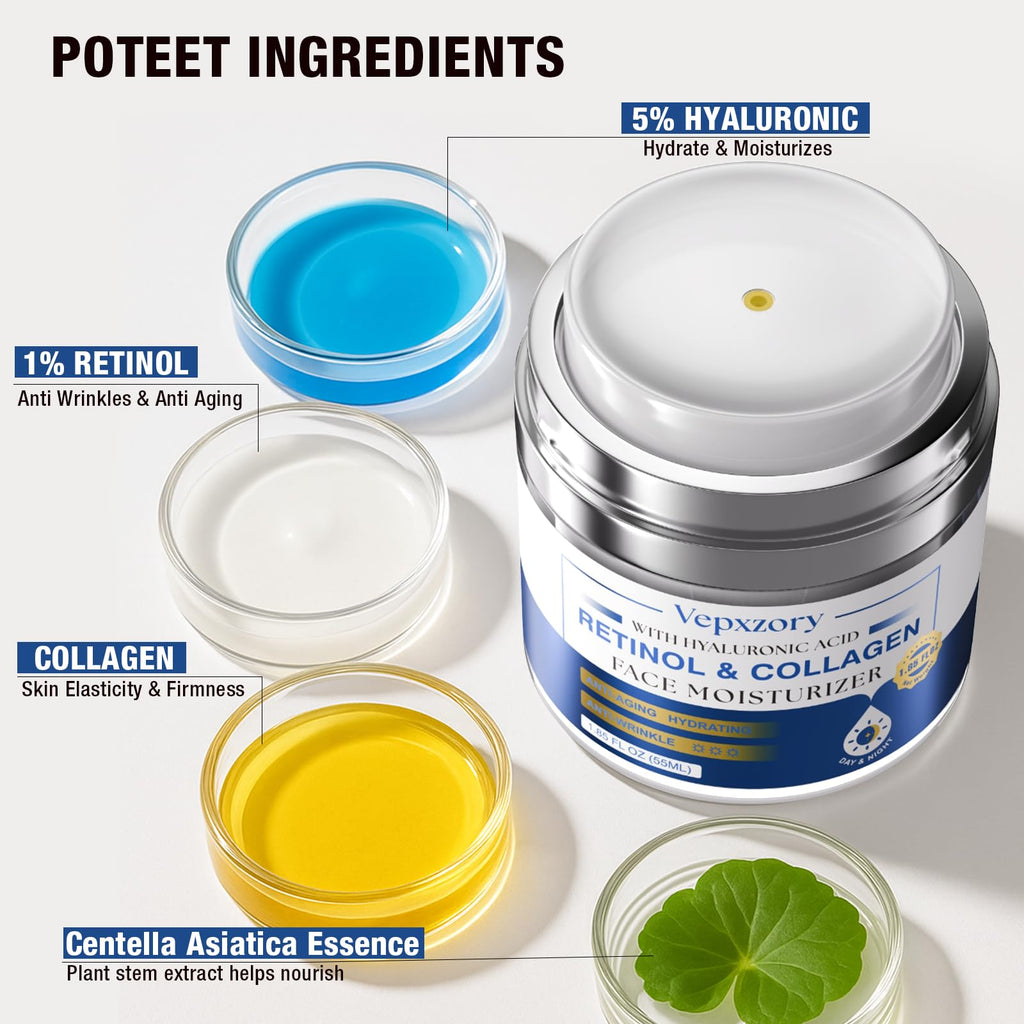 Vepxzory Retinol Moisturizer with Hyaluronic Acid | Anti-Aging Face Cream