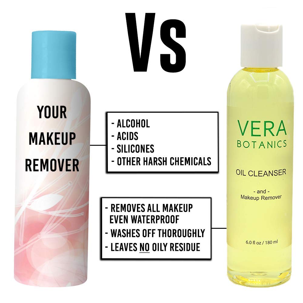 Vera Botanics Natural Cleansing Oil & Makeup Remover | 4-Ingredient Gentle Daily Cleanser