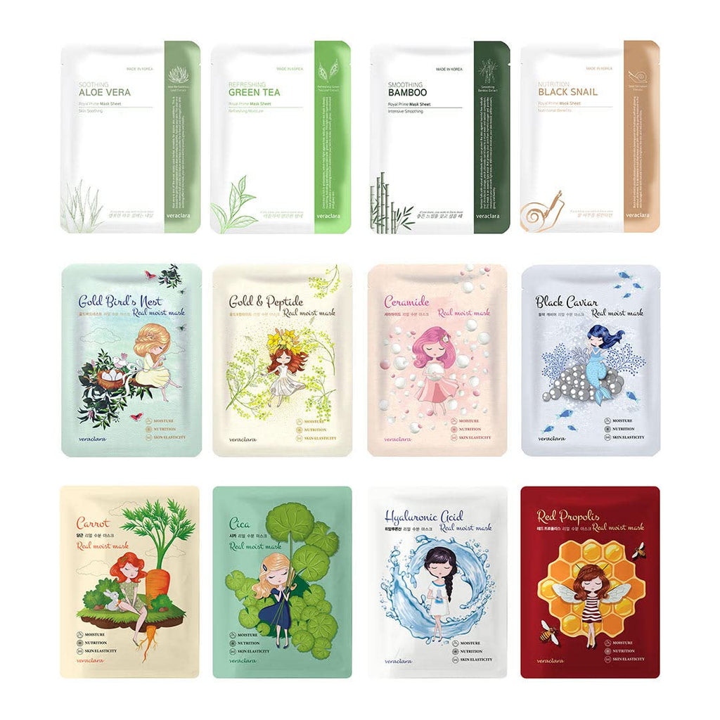 Veraclara Facial Mask — Korean Skin Care Mask 12-Combo