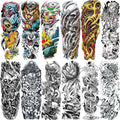 VERKSTAD 12 Sheets Large Full Arm Temporary Tattoos – Waterproof Realistic Flower, Dragon & Tiger