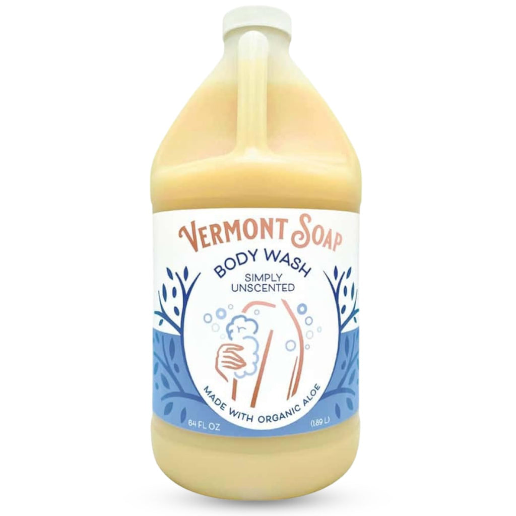 VERMONT SOAP Body Wash – Simply Unscented, 64 oz, USDA Organic, Moisturizing & Gentle