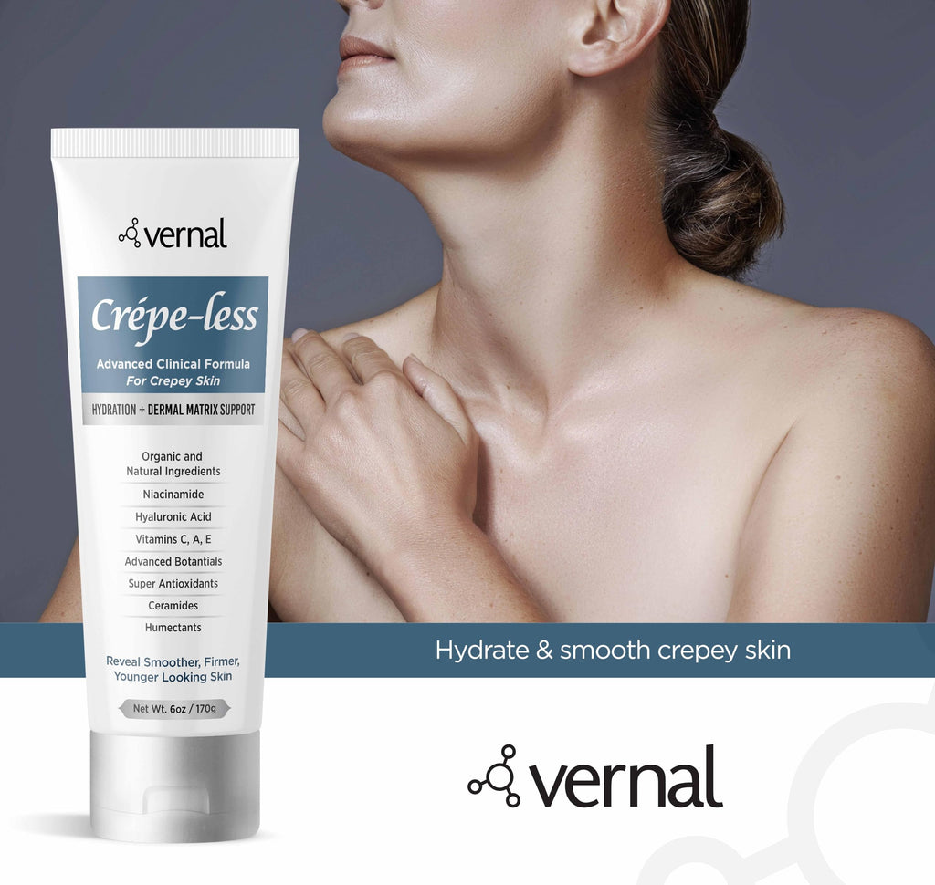 Vernal Crepe-less Skin Firming Cream – Crepey Arms, Neck & Hands | Organic Body Moisturizer, Made in USA (6 oz)