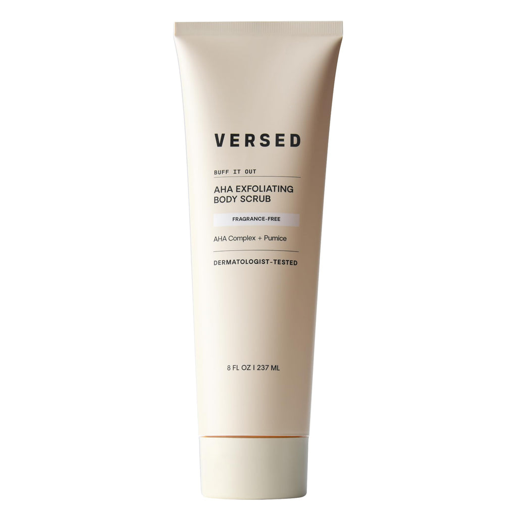 Versed Buff It Out AHA Exfoliating Body Scrub & Mask – Lactic & Glycolic Acids, Microfine Pumice, 8 oz