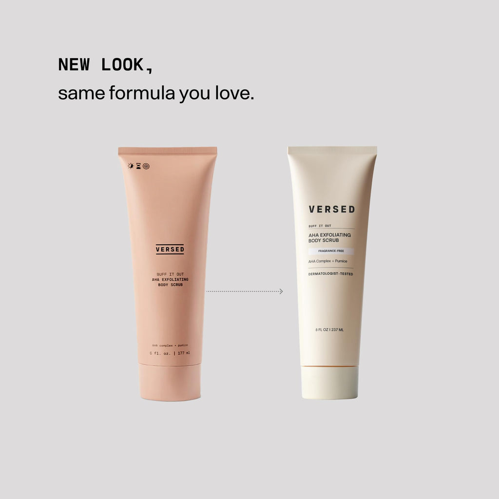 Versed Buff It Out AHA Exfoliating Body Scrub & Mask – Lactic & Glycolic Acids, Microfine Pumice, 8 oz