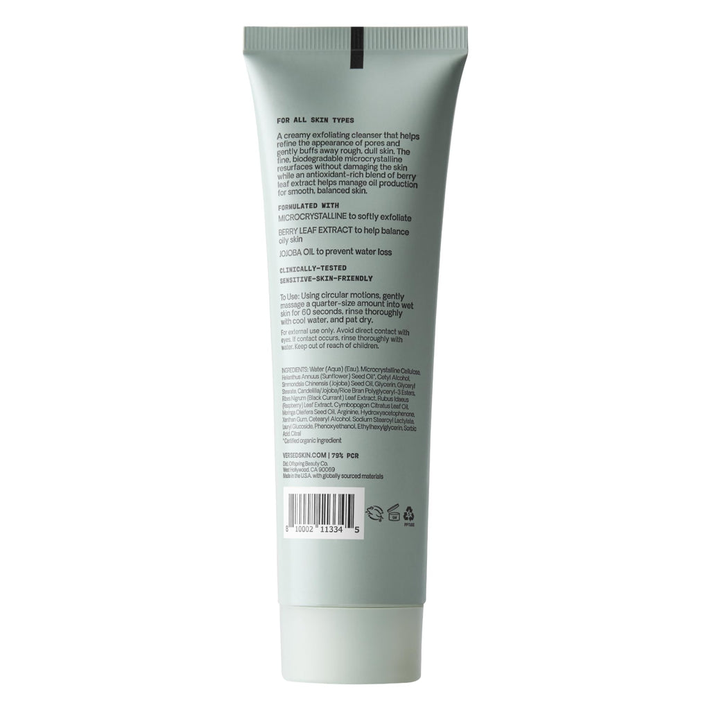 Versed Day Maker Microcrystal Exfoliating Cleanser – Creamy, Biodegradable Microcrystals, Vegan (3 oz)