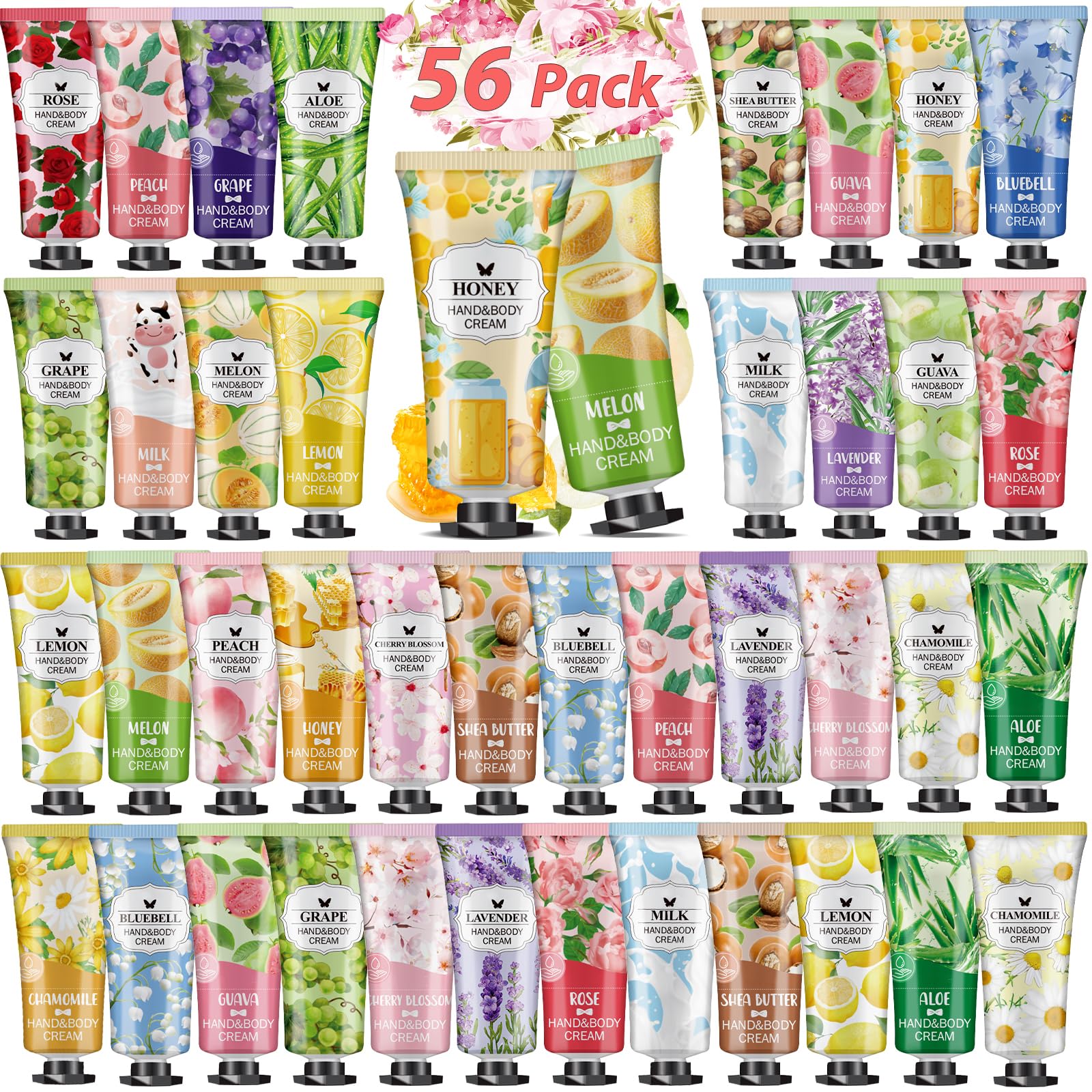 VESPRO 56 Pack Hand Cream Gift Set – 14 Scents, Travel-Size Hydration for Dry Hands, Gifts for Women