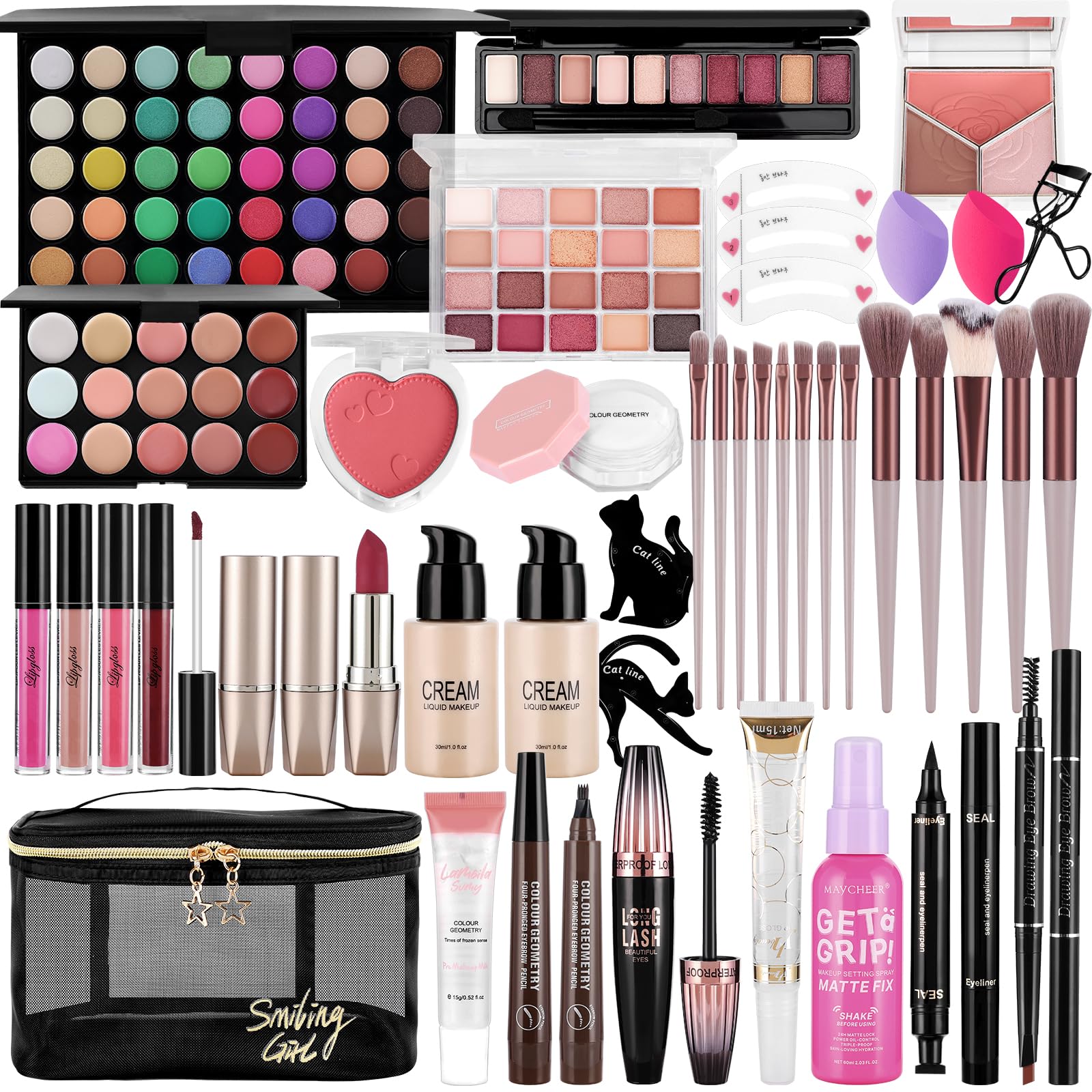 VESPRO All-In-One Makeup Kit – 40-Color Eyeshadow Palette, Foundations & Brushes | Gift Set for Women & Beginners