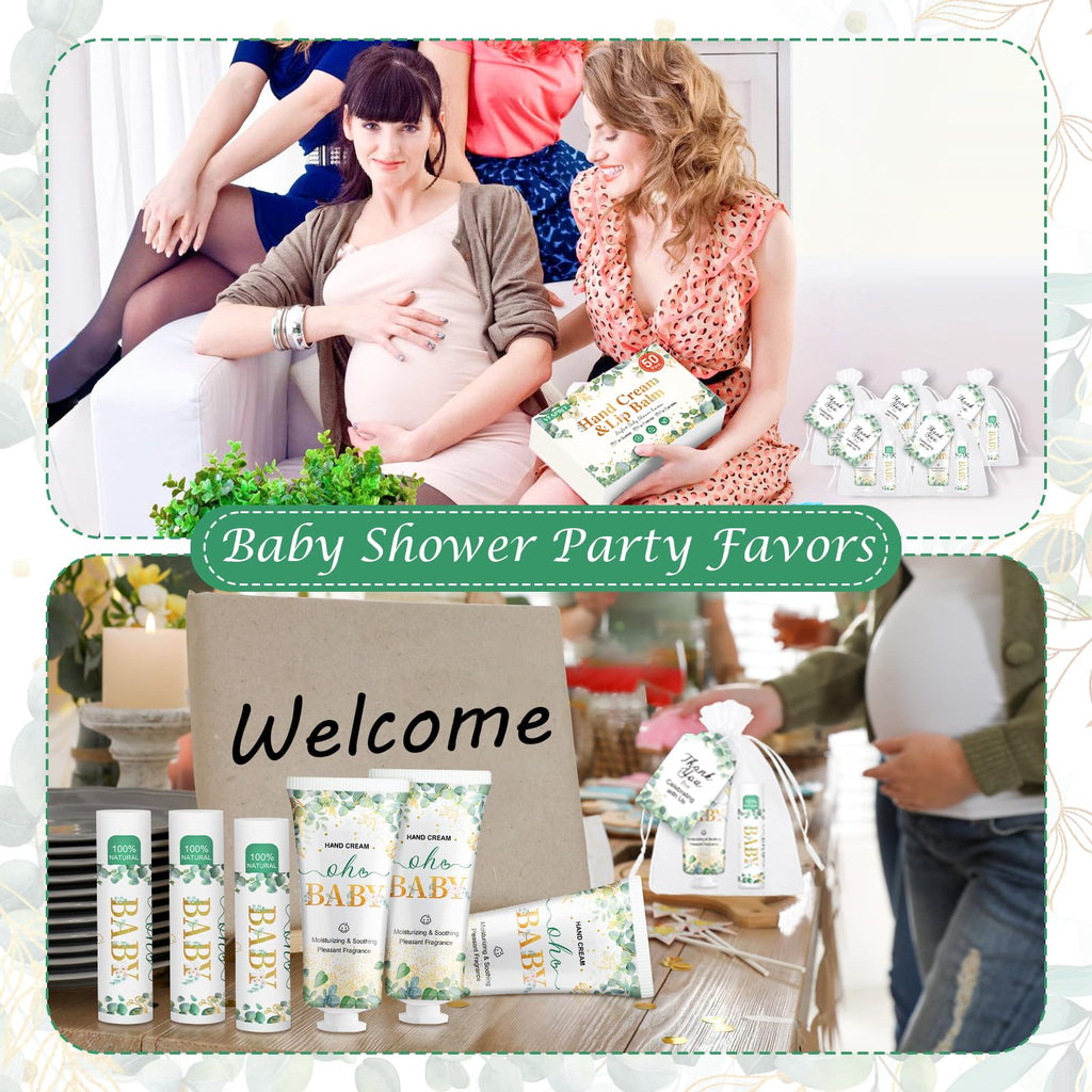 VESPRO 50 Pack Hand Cream & Lip Balm Gift Sets for Baby Showers and Bridal Showers