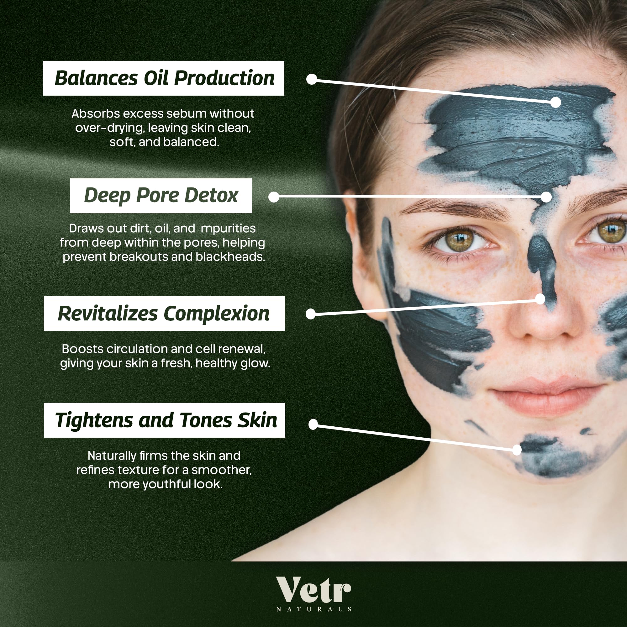 Vetr Naturals Healing Indian Clay – Organic Bentonite Clay 1 lb for Deep Pore Cleansing