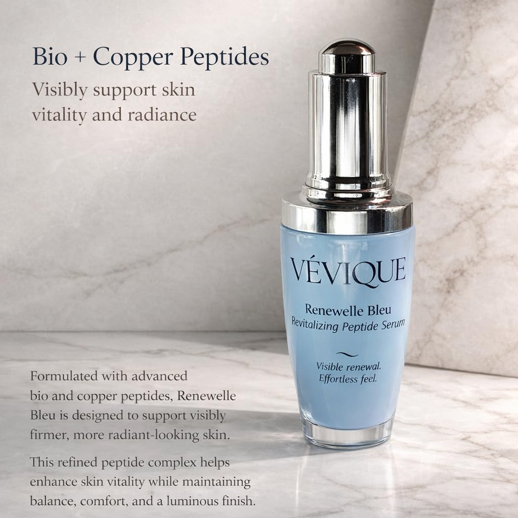 VÉVIQUE Renewelle Bleu Peptide Serum – Copper Tripeptide-1, EGF & Niacinamide, 1 oz