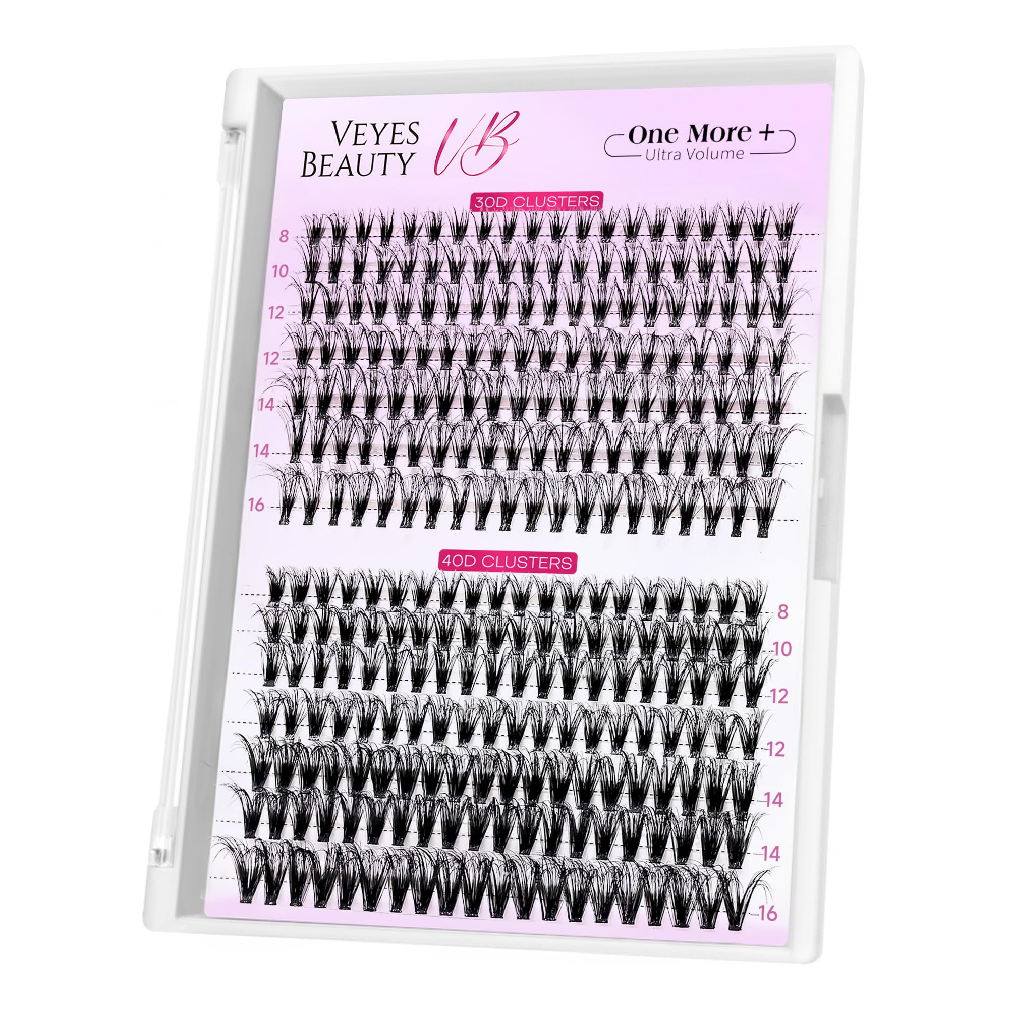 VEYESBEAUTY Lash Clusters UltraVolume: 3D Layered DIY Lashes Tray (30D & 40D)