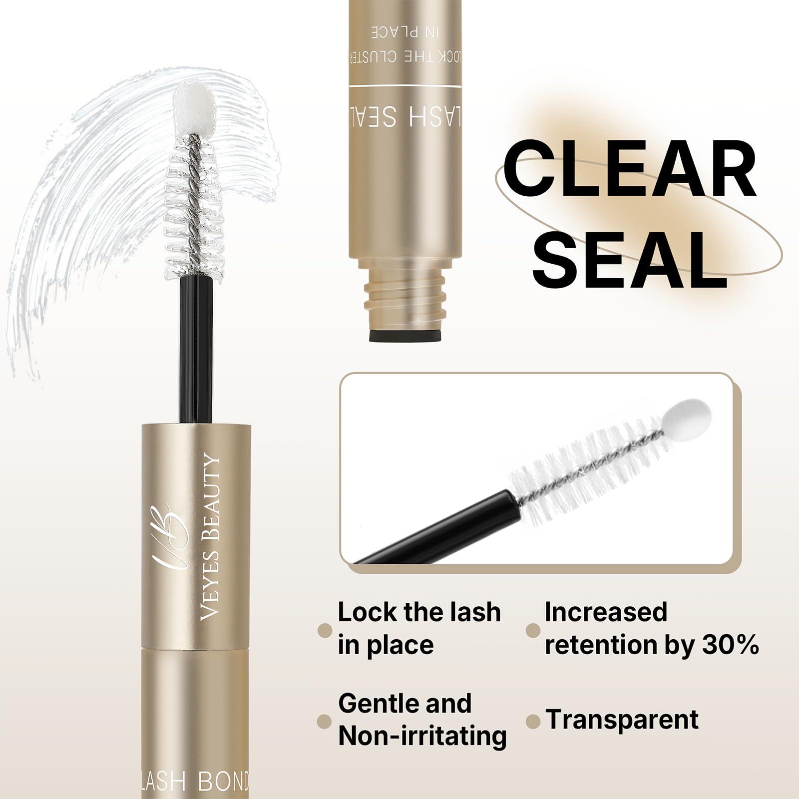 VEYESBEAUTY Lash Bond and Seal 2-in-1 Waterproof Glue for DIY Lash Extensions | 5ml + 5ml White Bond