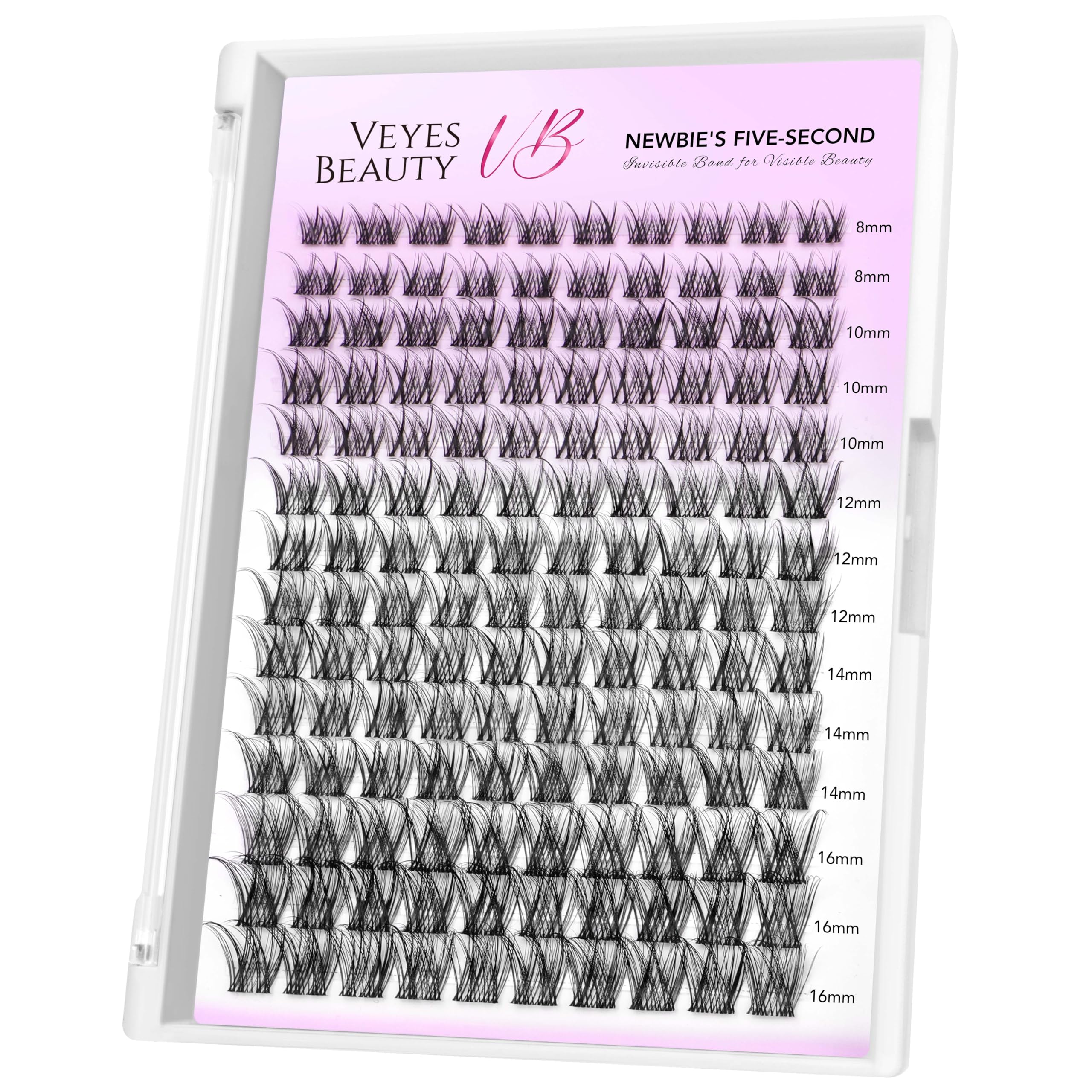 VEYESBEAUTY LuxeBold Cluster Lashes – DIY Invisible Band, 8–16mm Mixed Length