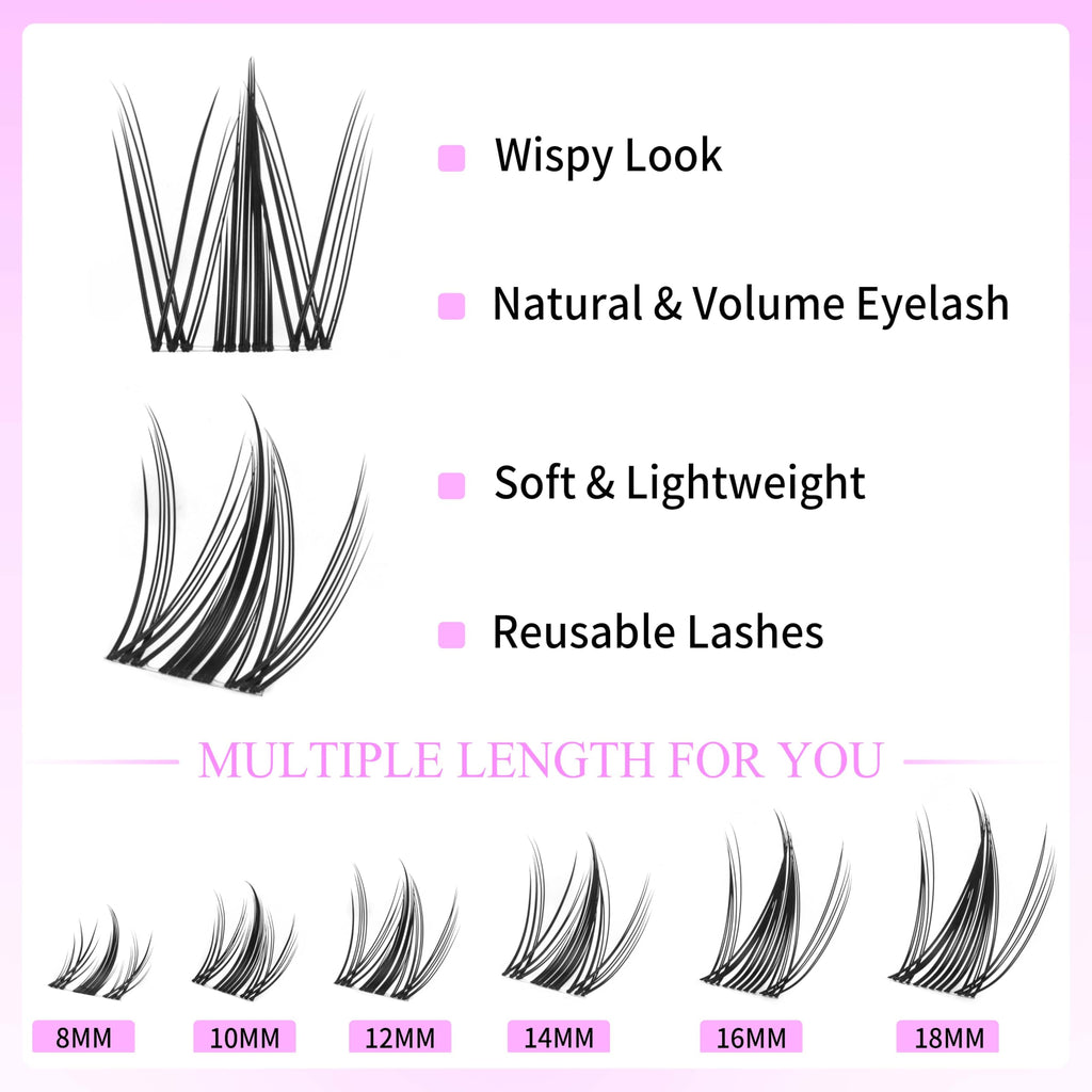 VEYESBEAUTY Manga Lash Clusters Kit – DIY Eyelash Extensions, Five-Second Wispy Lashes