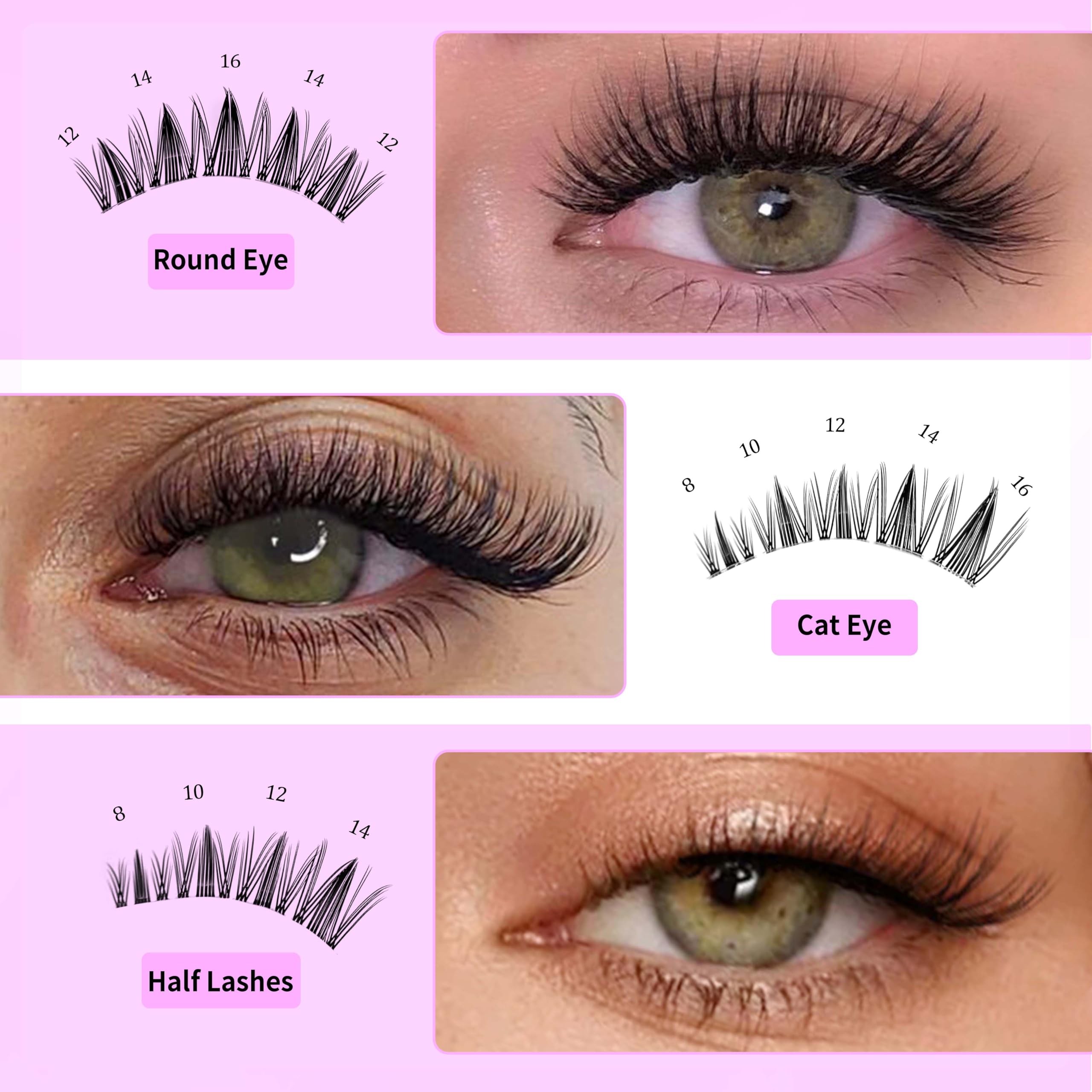 VEYESBEAUTY Manga Lash Clusters — DIY False Lashes for Quick, Natural-Looking Lashes (8–18mm)