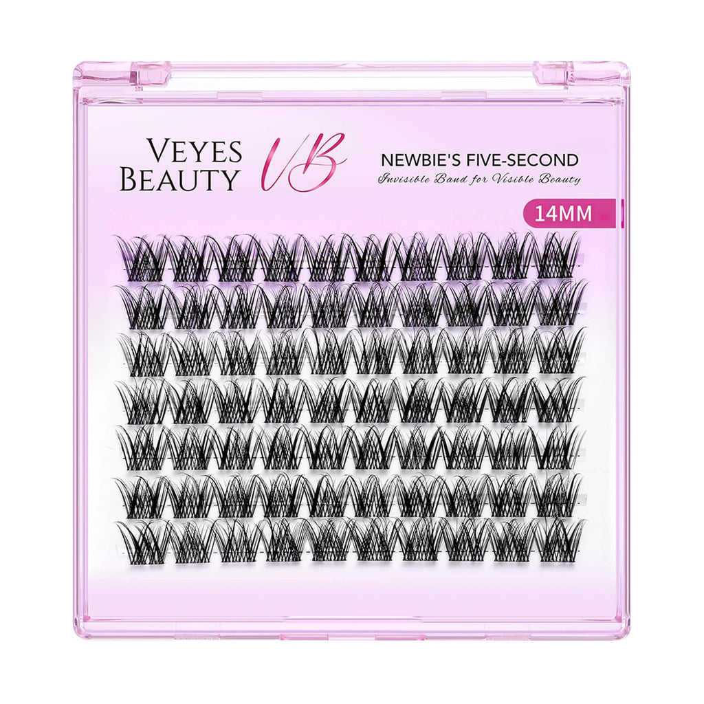 VEYESBEAUTY Lash Clusters — DIY False Eyelashes, Wispy 14mm, Newbie Five-Second Series