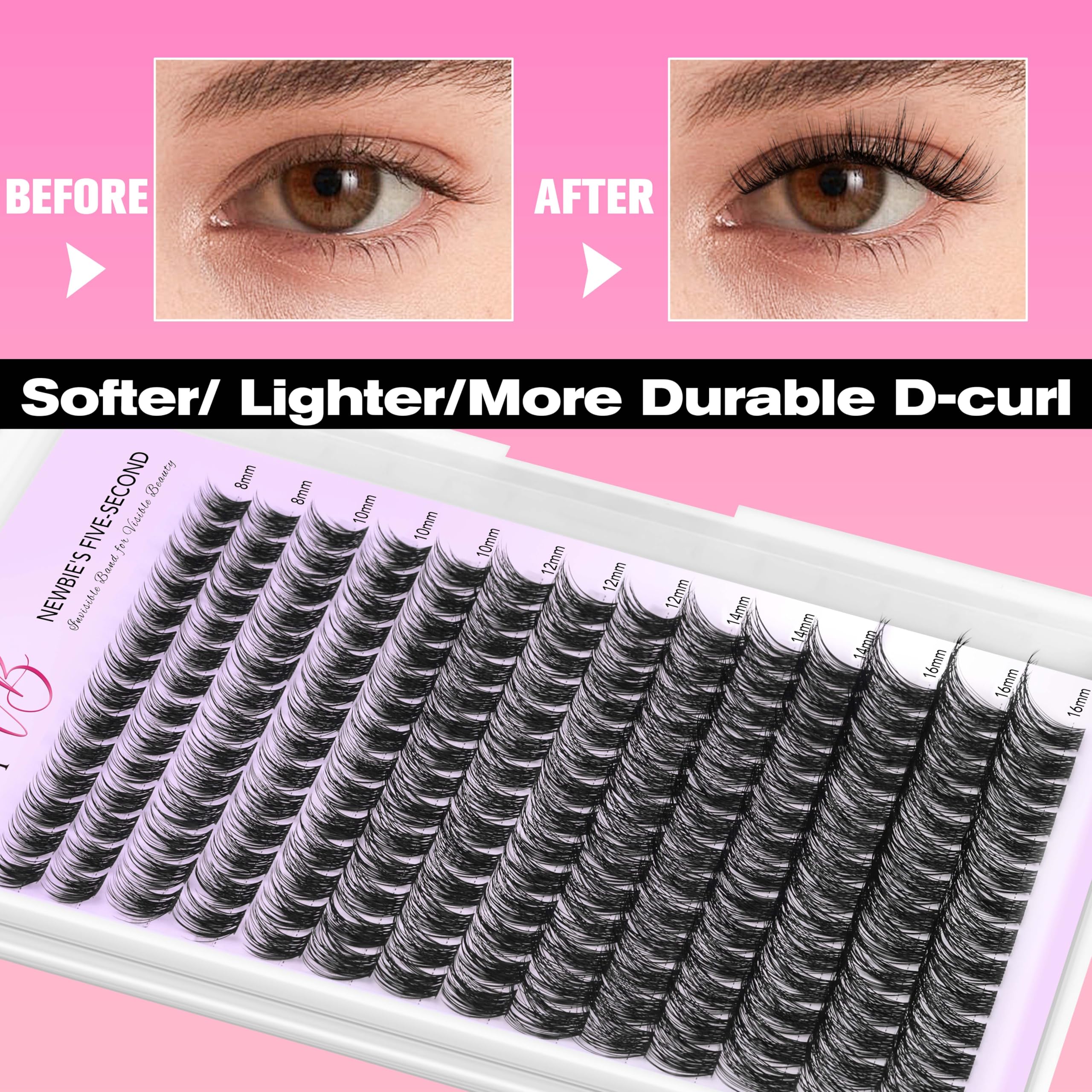 VEYESBEAUTY Dreamy Cluster Lashes Kit – Newbie-Friendly DIY Lashes
