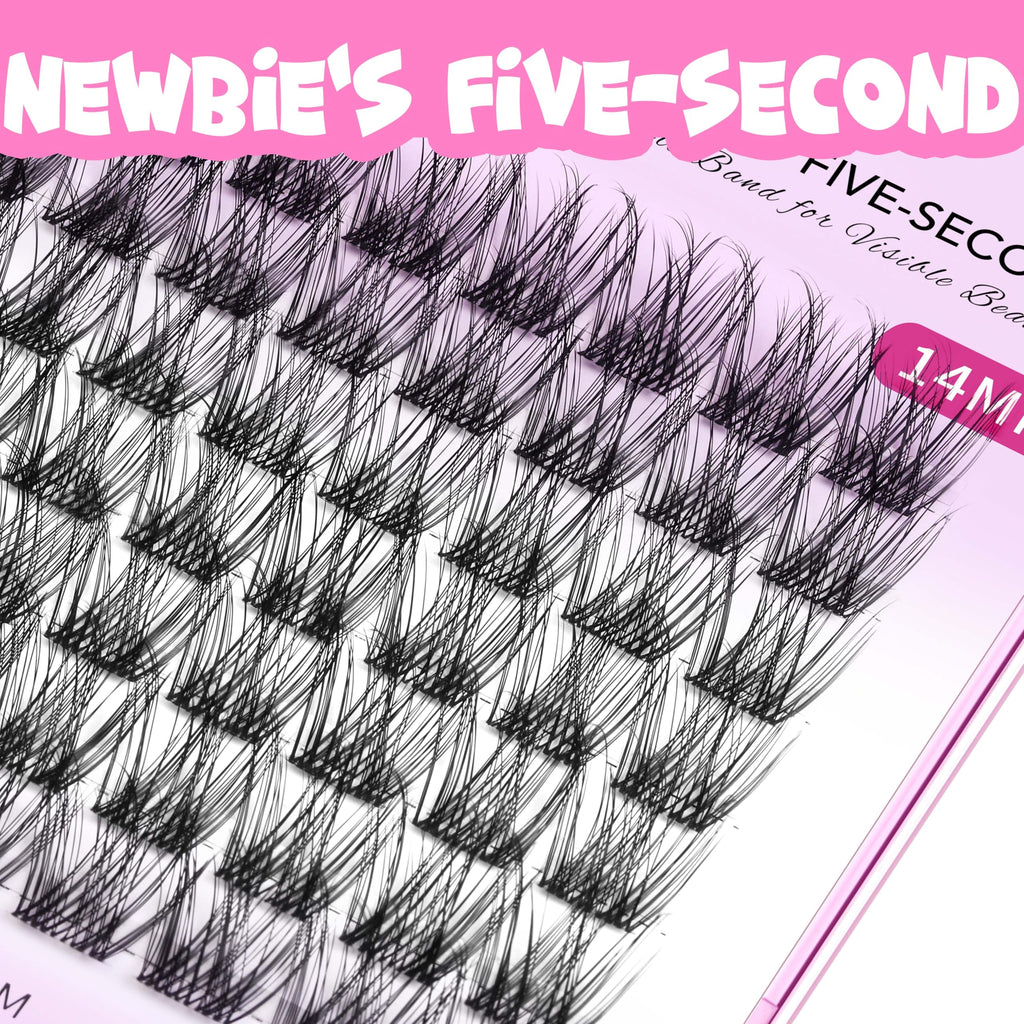 VEYESBEAUTY Lash Clusters — DIY False Eyelashes, Wispy 14mm, Newbie Five-Second Series