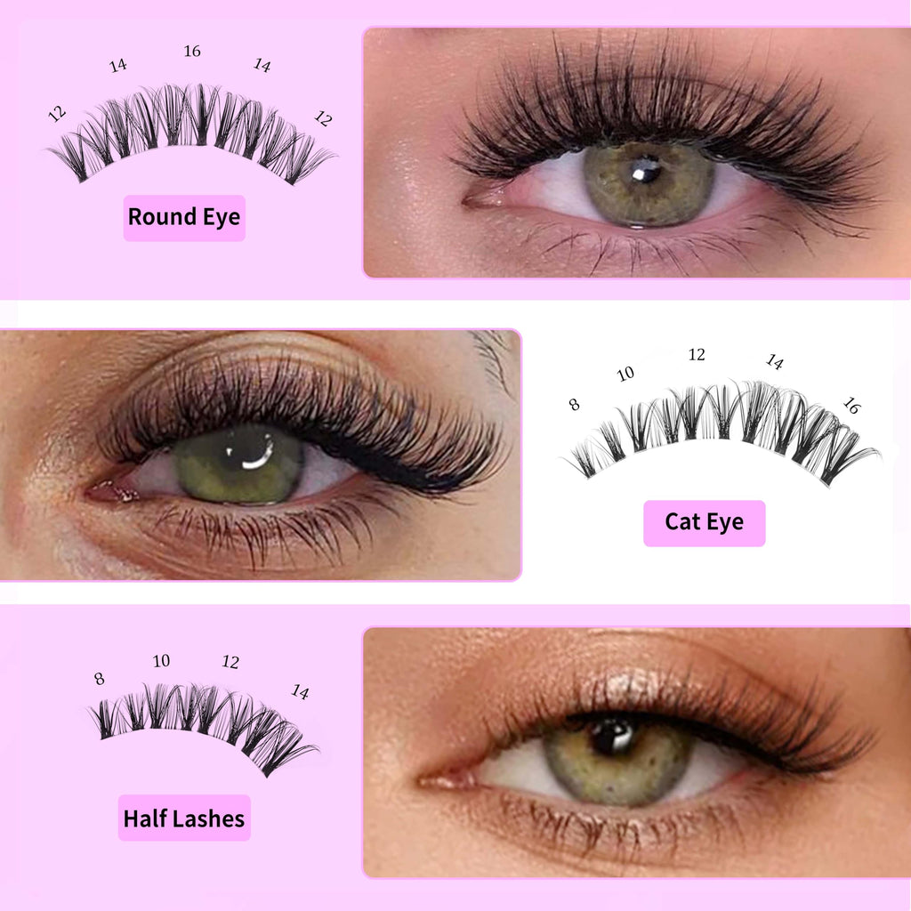 VEYESBEAUTY Lash Clusters Kit – DIY Individual Lashes, Whisper Lash 8–16mm