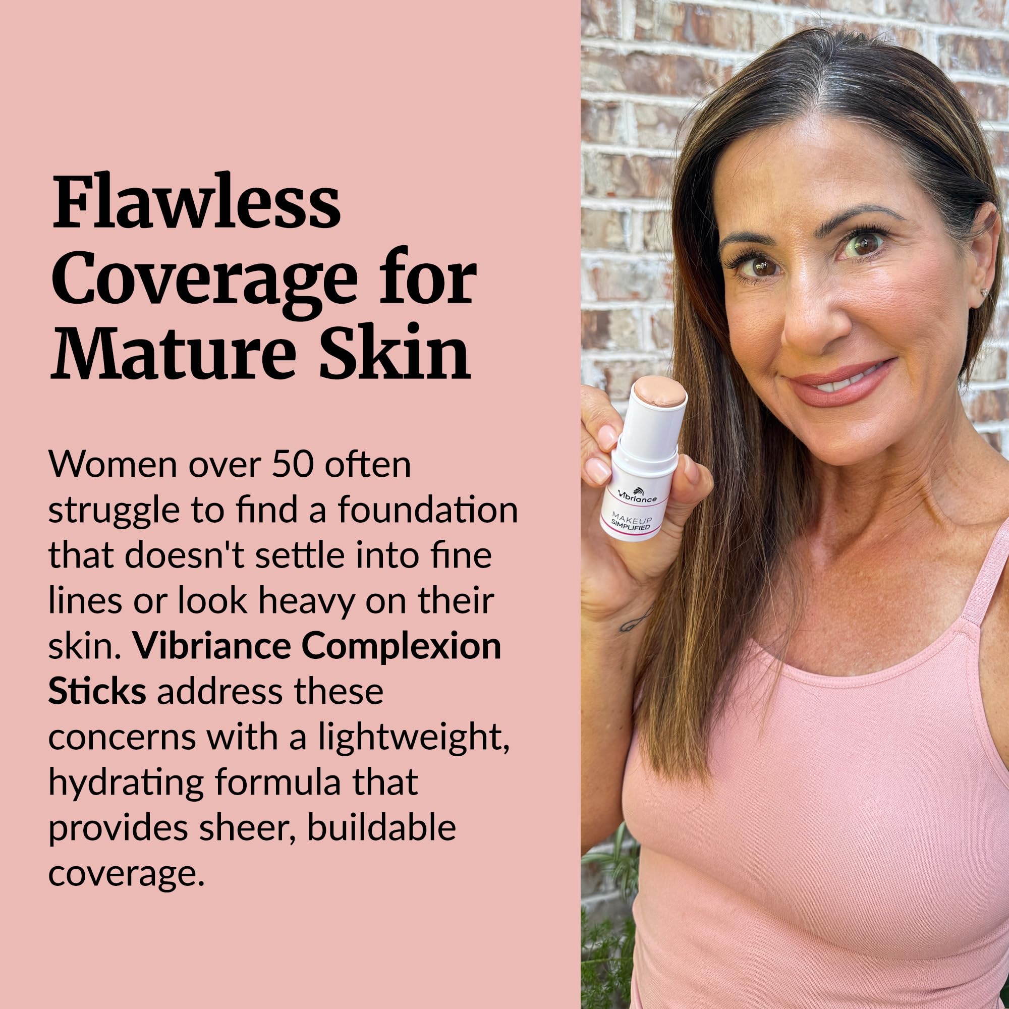 Vibriance Complexion Sticks – Sheer, Buildable Foundation for Mature Skin | 3-in-1 Base, Concealer & Contour (Medium)