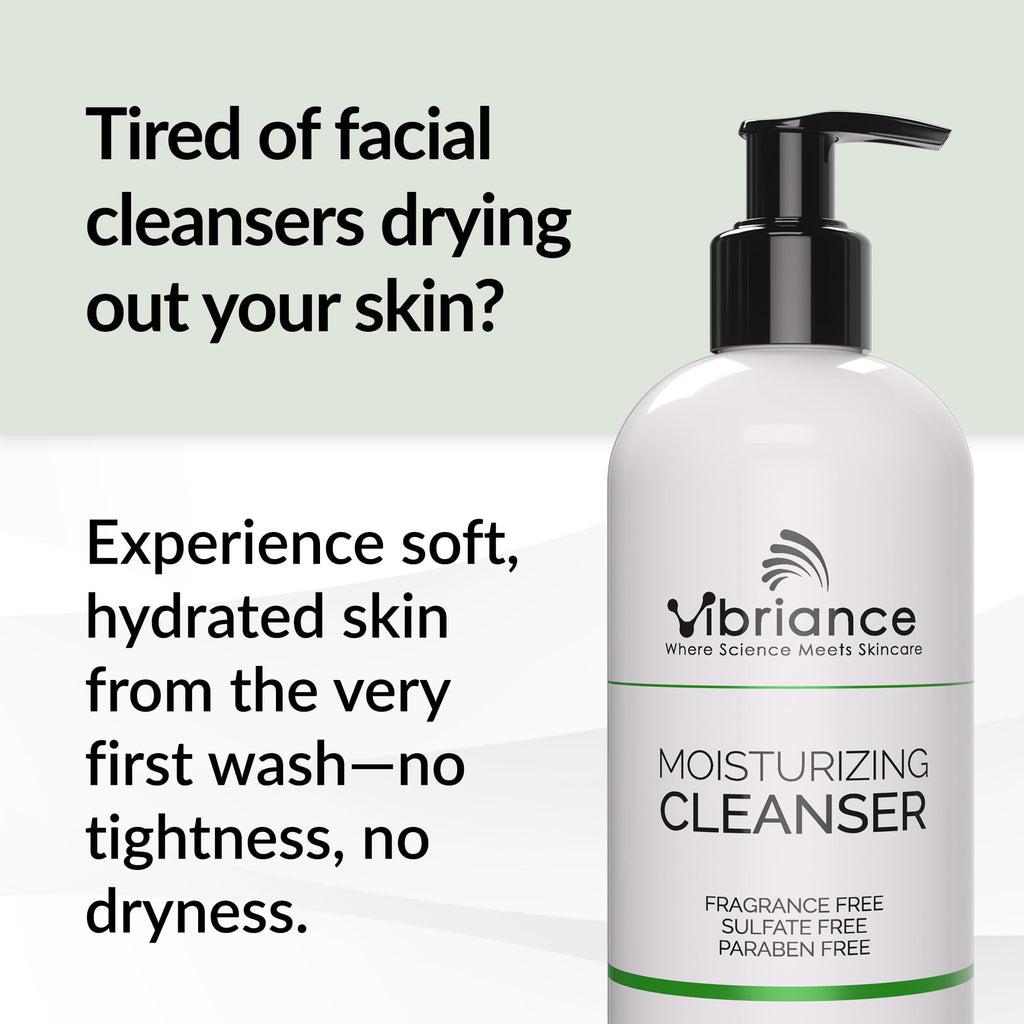 Vibriance Moisturizing Cleanser – Oil-to-Foam Face Wash with Niacinamide & Shea Butter for Mature Skin | Hydrating & Gentle, Sulfate-Free, 12 oz