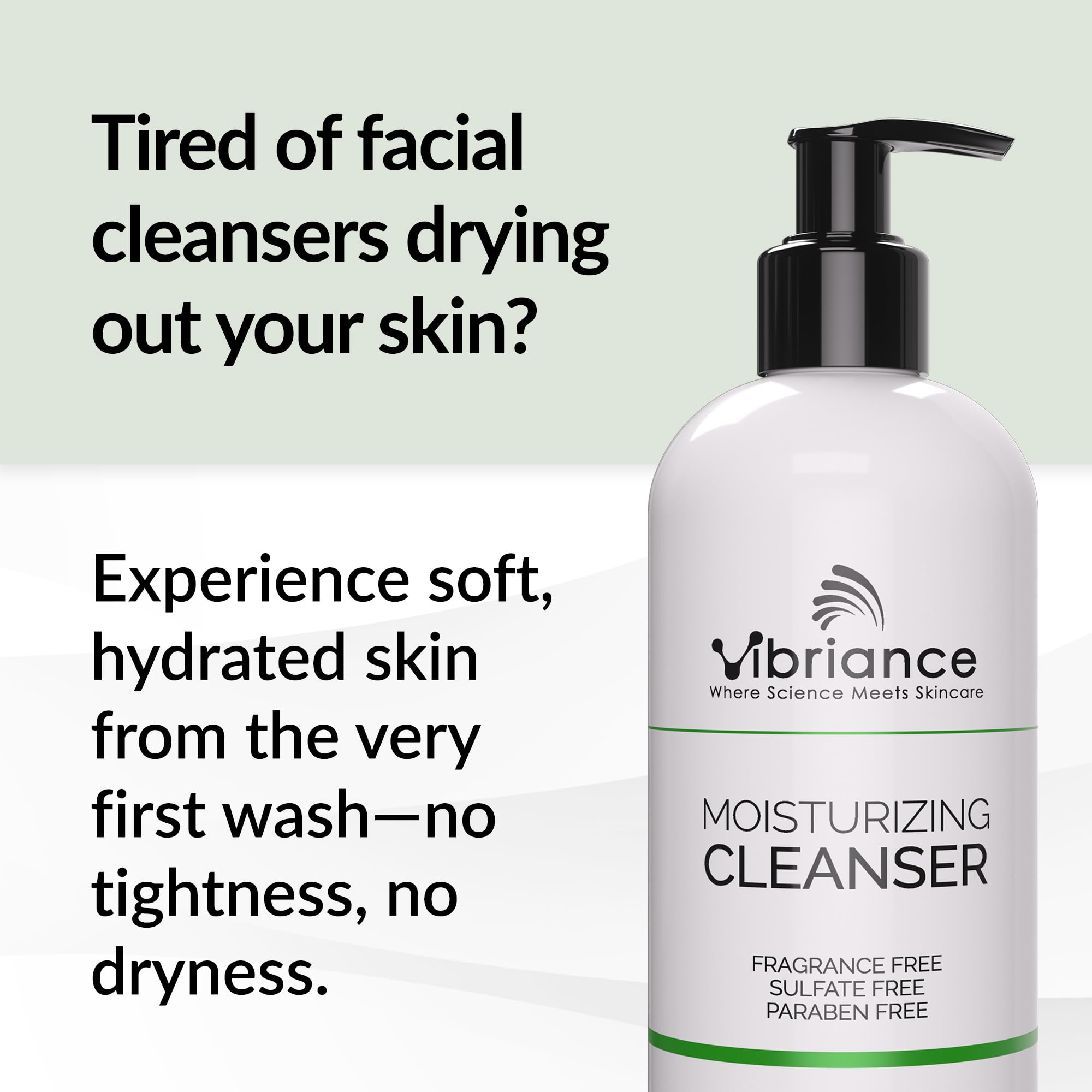 Vibriance Moisturizing Cleanser – Oil-to-Foam Face Wash with Niacinamide & Shea Butter for Mature Skin | Hydrating & Gentle, Sulfate-Free, 12 oz