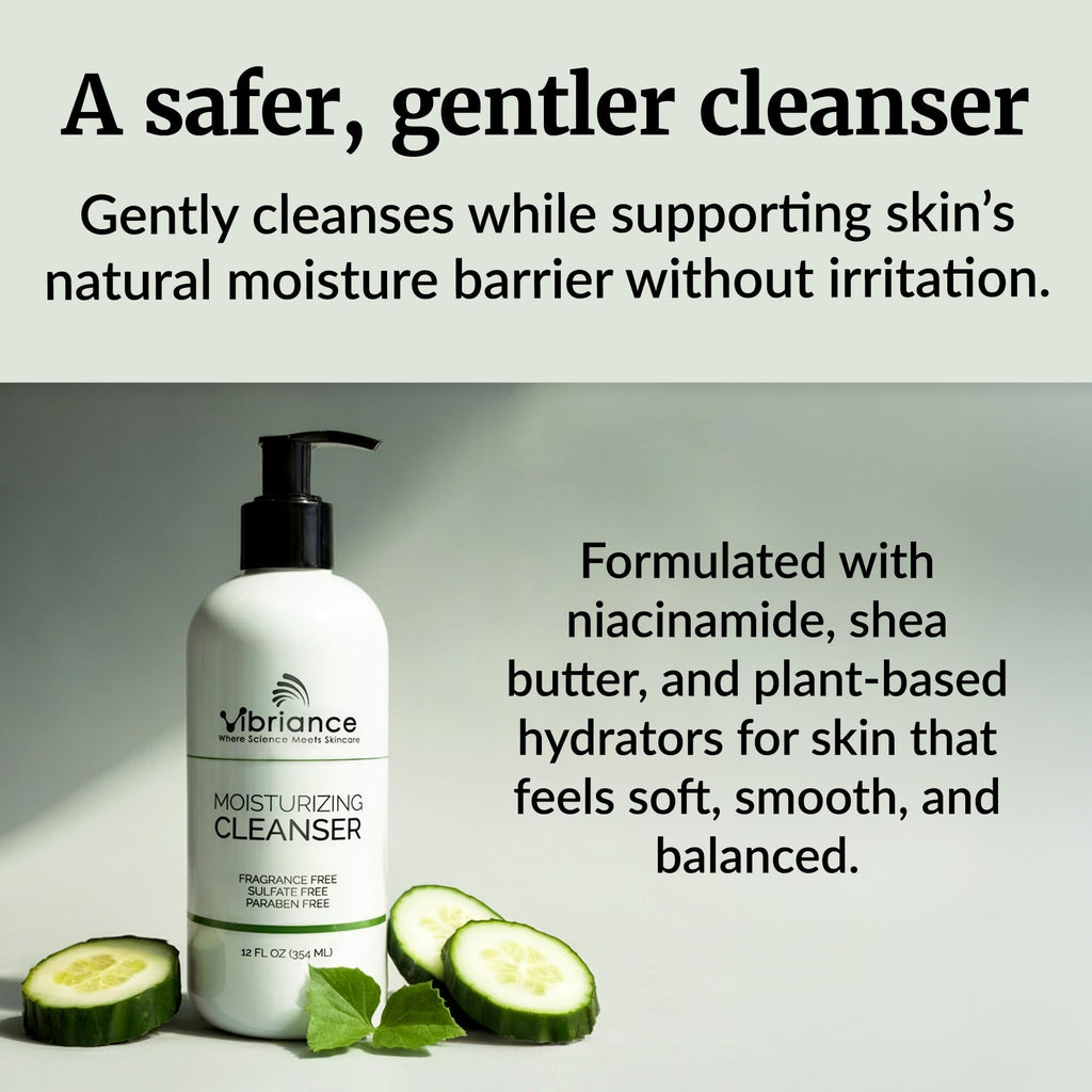 Vibriance Moisturizing Cleanser – Oil-to-Foam Face Wash with Niacinamide & Shea Butter for Mature Skin | Hydrating & Gentle, Sulfate-Free, 12 oz