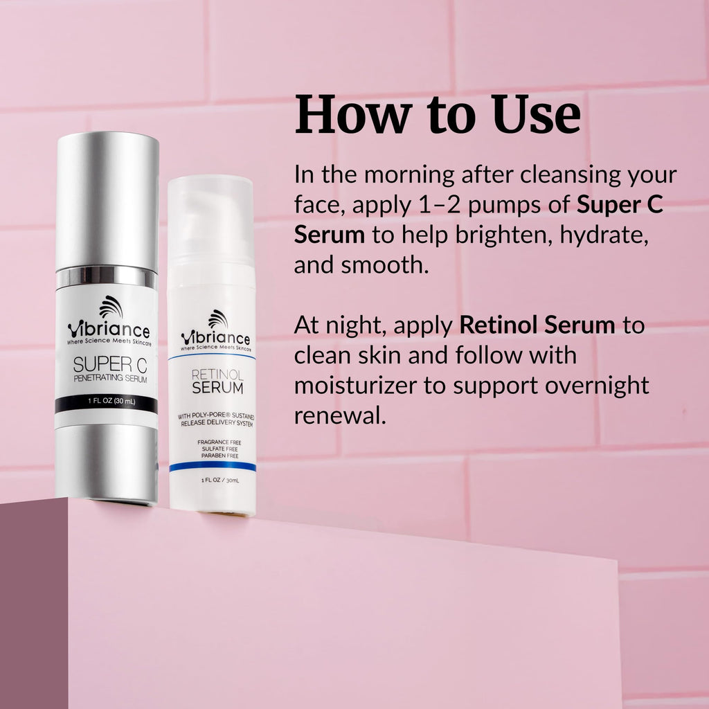 Vibriance Dynamic Duo Skincare Bundle – Super C Vitamin C Serum + Retinol Night Serum