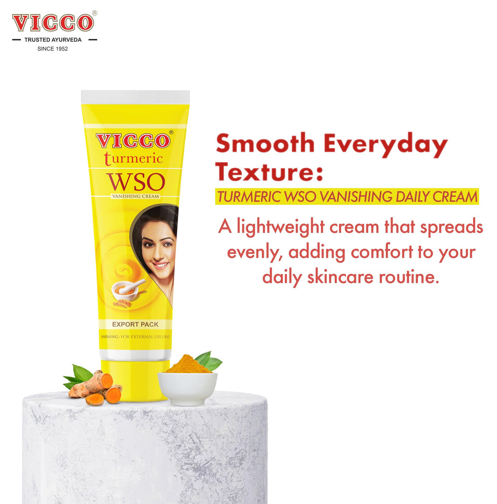 Vicco Turmeric WSO Face Moisturizer Cream – 3 Tubes, 70+ Years of Ayurveda, Vegan