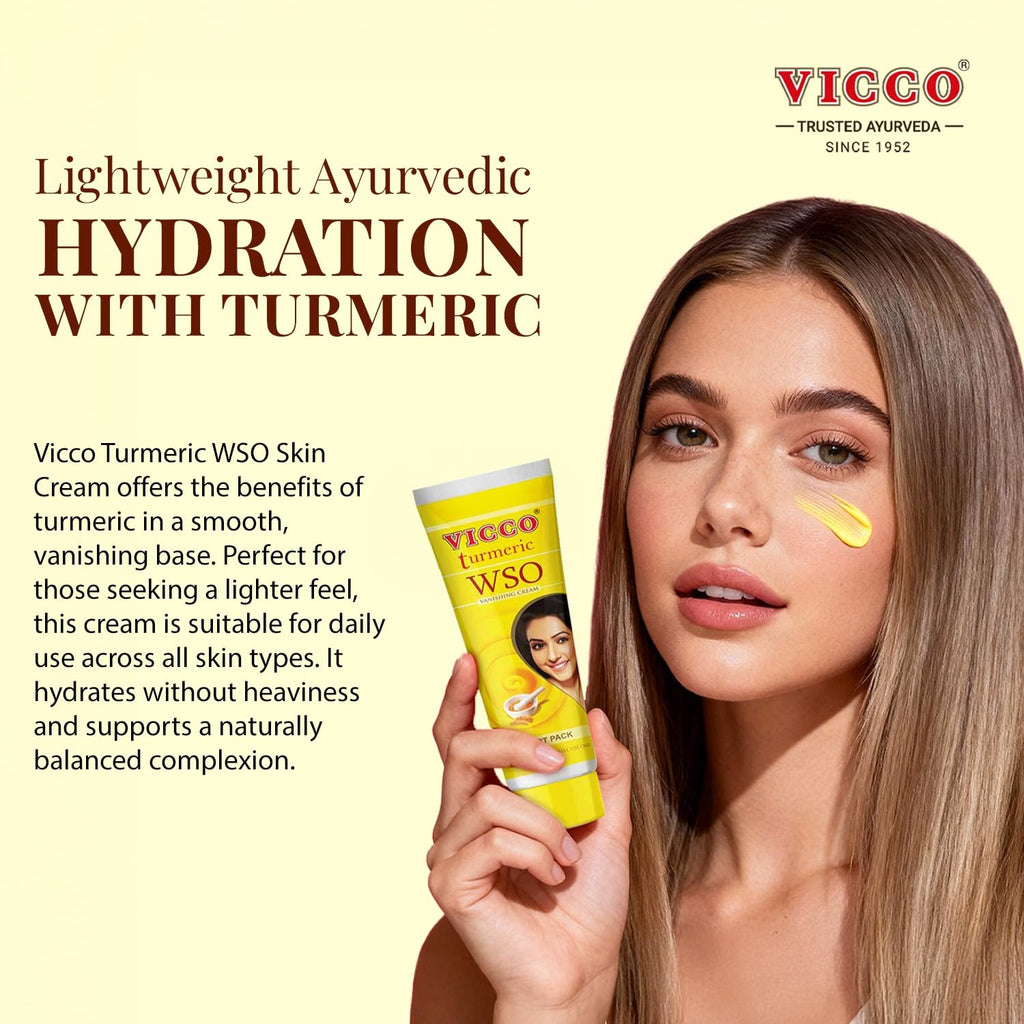 Vicco Turmeric WSO Face Moisturizer Cream – 3 Tubes, 70+ Years of Ayurveda, Vegan