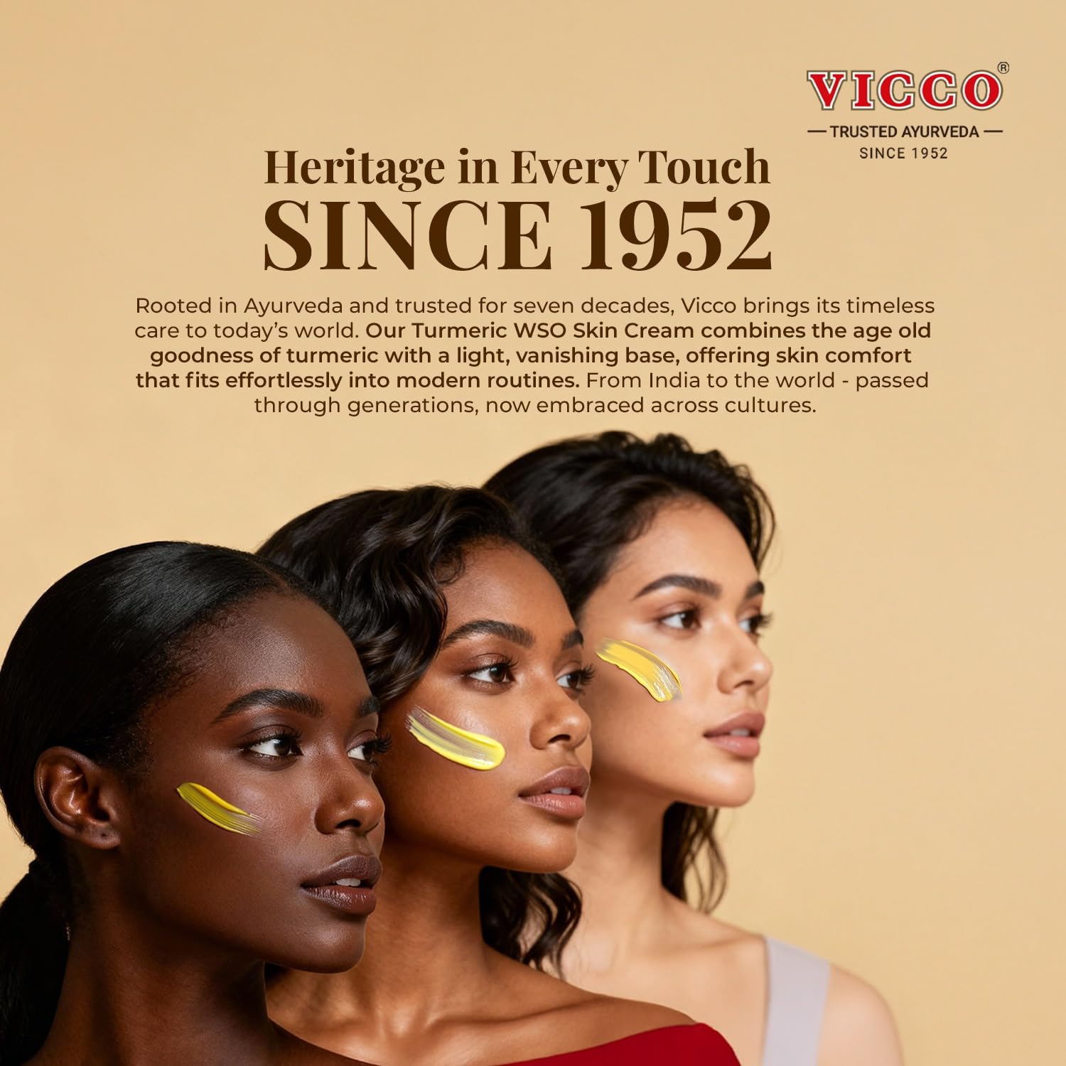 Vicco Turmeric WSO Face Moisturizer Cream – 3 Tubes, 70+ Years of Ayurveda, Vegan