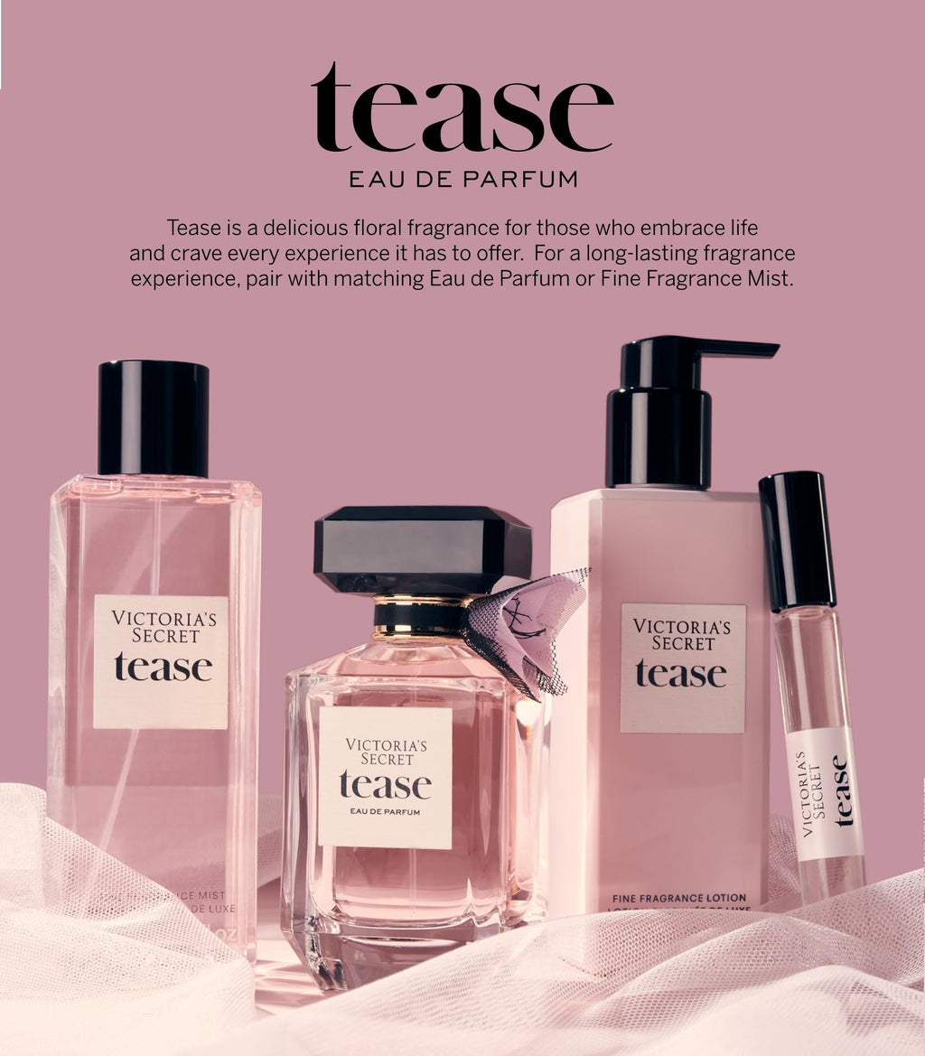 Victoria's Secret Tease 3-Piece Luxe Fragrance Gift Set – 1.7 oz EDP, Travel Lotion & Shimmer Mist