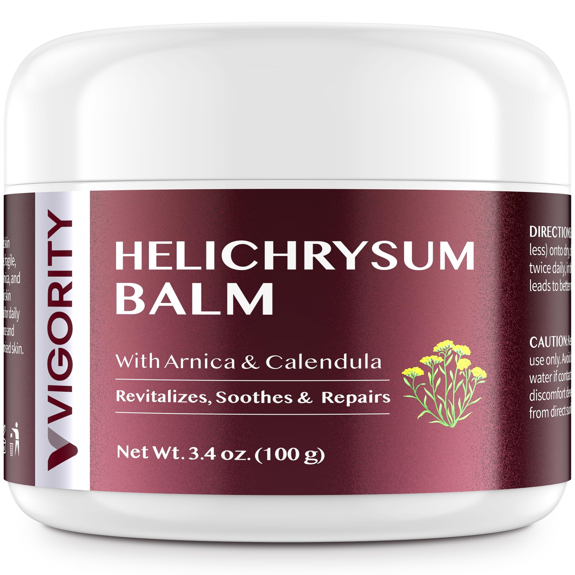 Vigority Helichrysum Balm – Soothes Fragile Skin with Arnica & Calendula, 3.4 oz