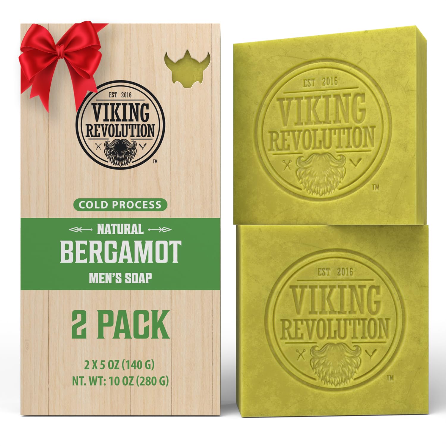 Viking Revolution Bergamot Soap for Men – 2 Pack with Essential Oils