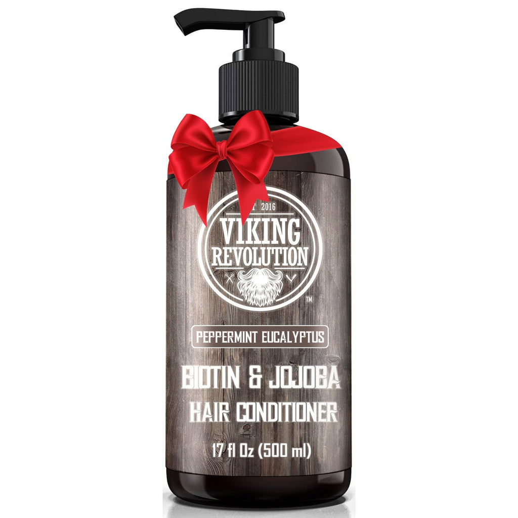 Viking Revolution Biotin Men's Conditioner - Eucalyptus & Peppermint with Jojoba & Mint Oils - For Dry Hair (17 oz)