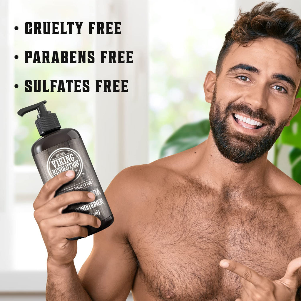 Viking Revolution Biotin Men's Conditioner - Eucalyptus & Peppermint with Jojoba & Mint Oils - For Dry Hair (17 oz)