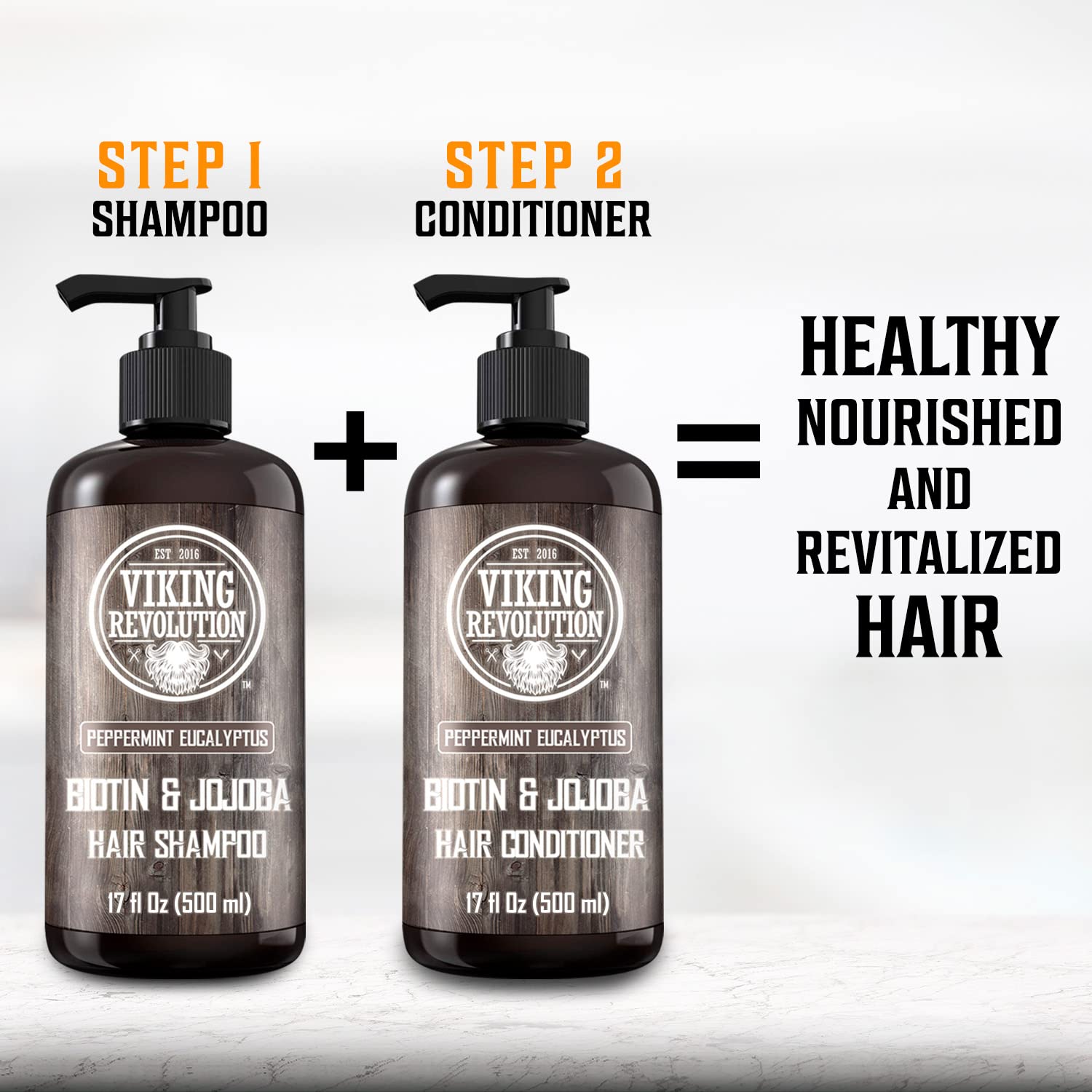Viking Revolution Biotin Men's Conditioner - Eucalyptus & Peppermint with Jojoba & Mint Oils - For Dry Hair (17 oz)