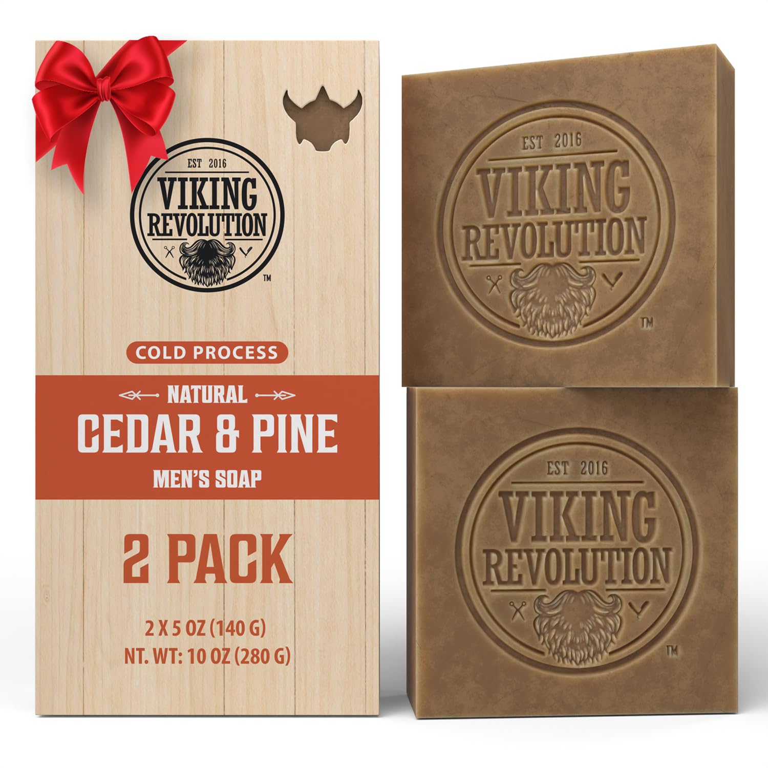 Viking Revolution Cedarwood & Pine Natural Soap for Men – Cold-Pressed Bar with Coconut, Shea & Oils (2 Pack)