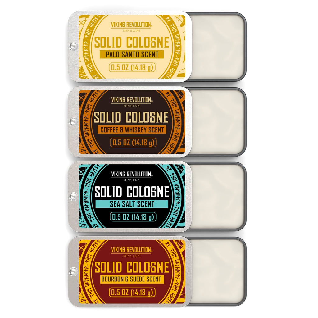 Viking Revolution 4 Pack Solid Cologne for Men – Travel Size Gift Set (0.5 oz each)