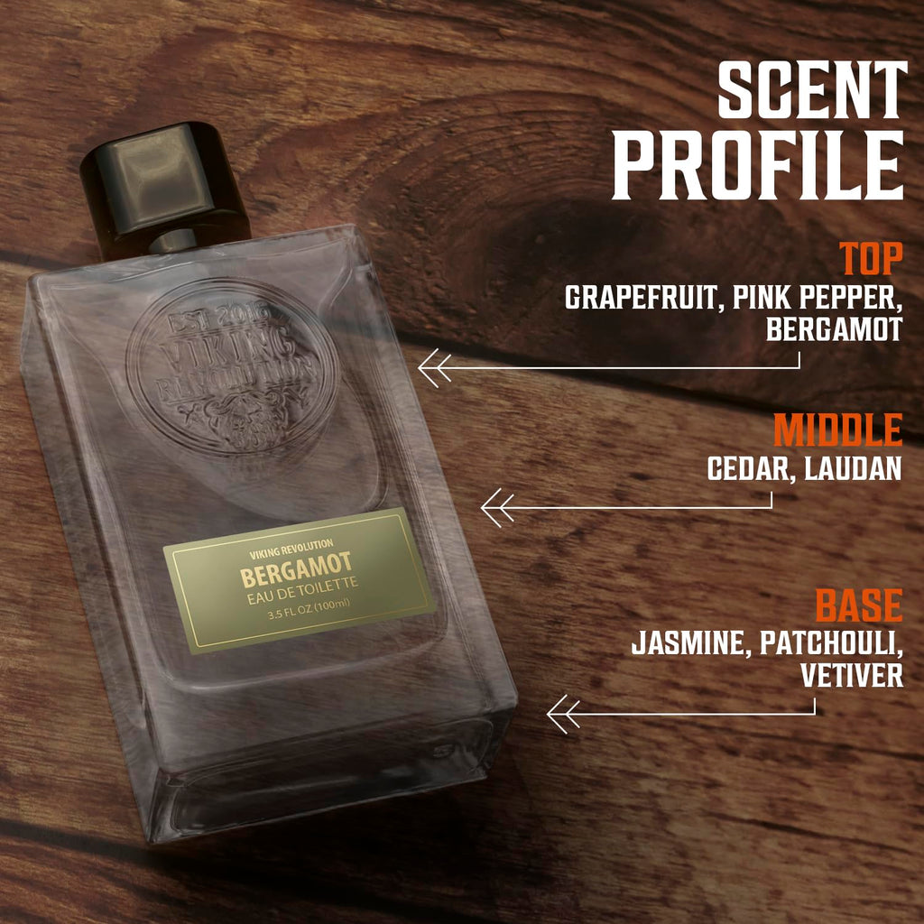Viking Revolution Bergamot Cologne for Men — Long-Lasting Citrus with Bergamot, Jasmine & Patchouli